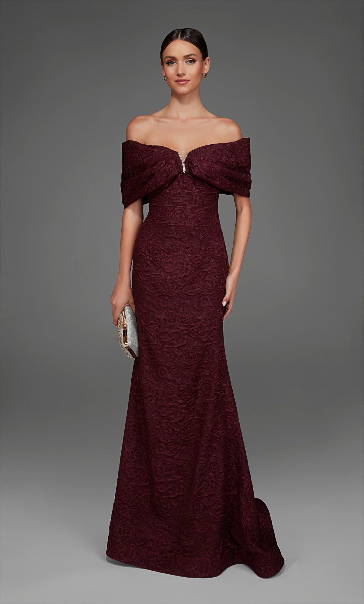 ALYCE Paris 27894 Special Occasion Off The Shoulder Neckline Ruched/draped Straight Dress