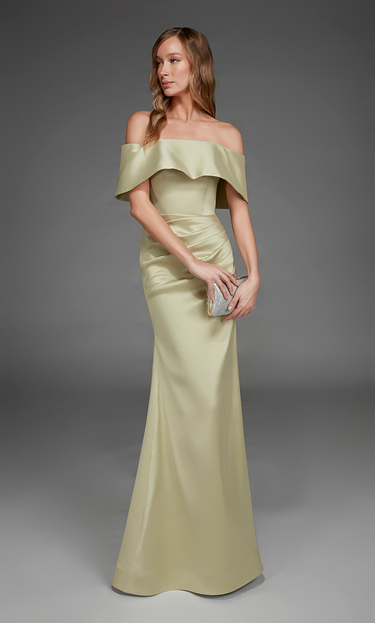 ALYCE Paris 27916 Special Occasion Off The Shoulder Neckline Ruched/draped Straight Dress