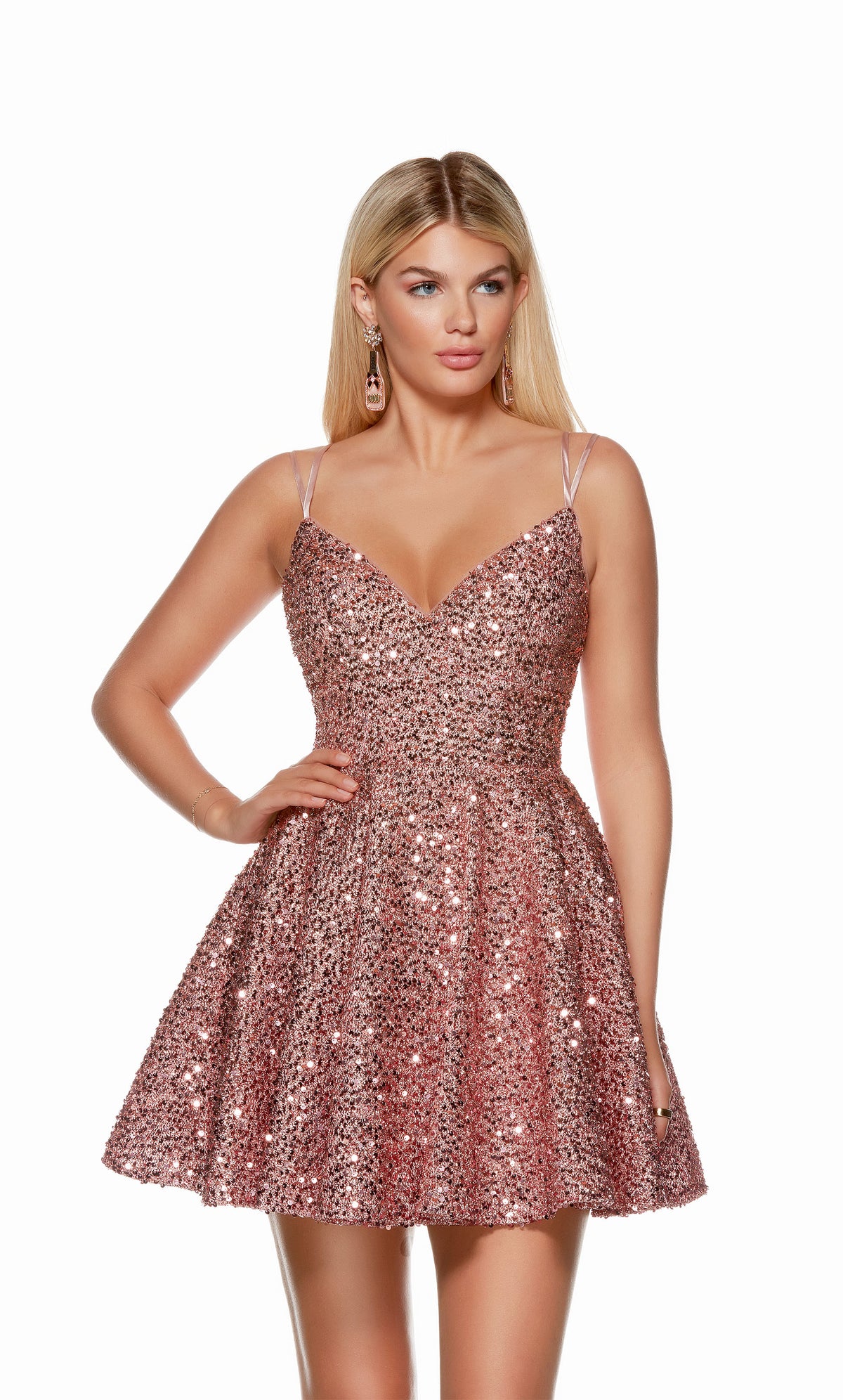 Alyce Paris 3176 Party V-Neck verschönerte Fit n Flare-Kleid