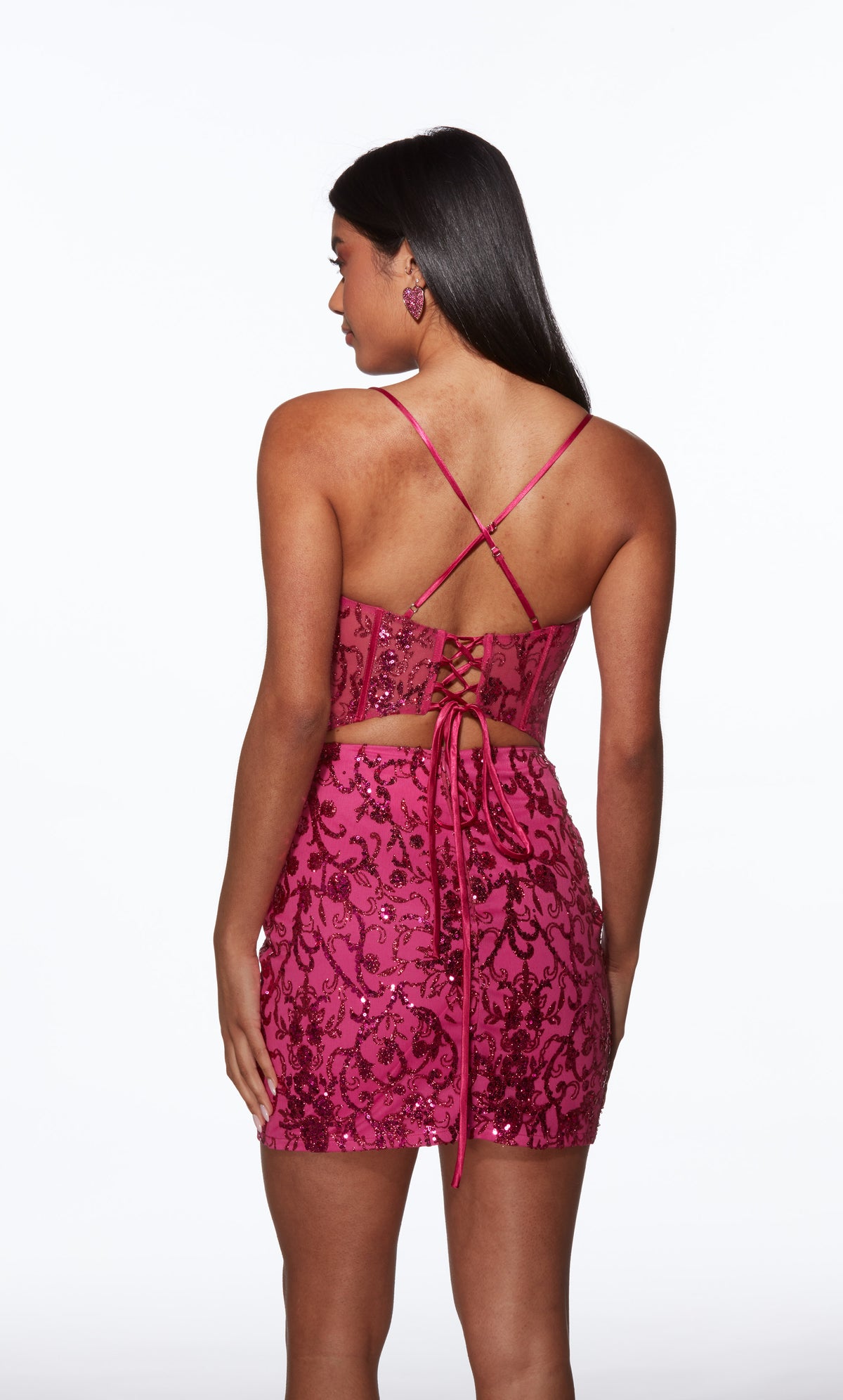 Alyce Paris 40091 decote de gato curto de regresso a casa cintilante/vestido reto brilhante
