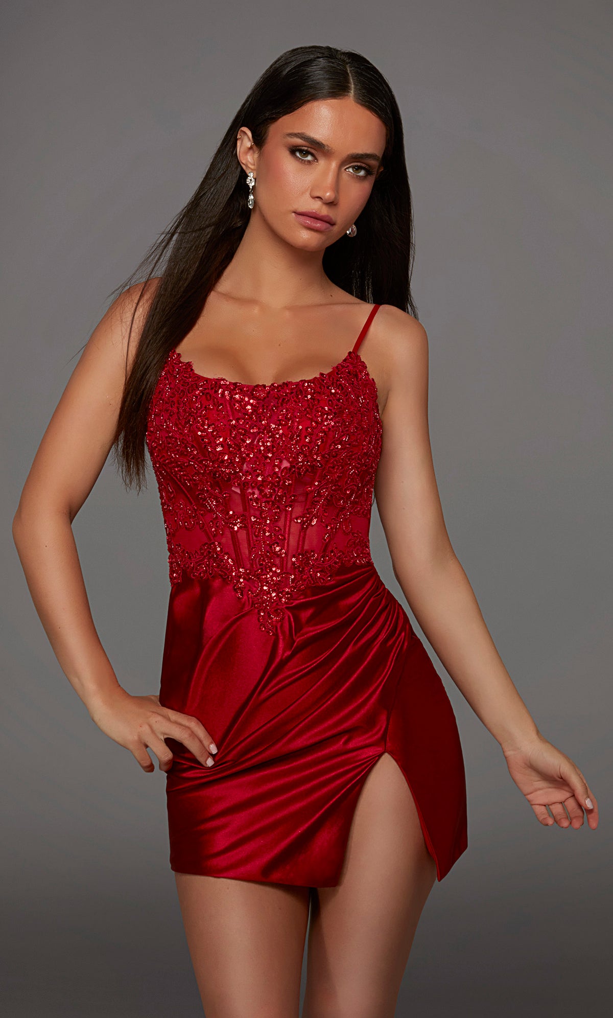 ALYCE Paris 40162 Homecoming Short Scooped Neckline Corset Straight Dress