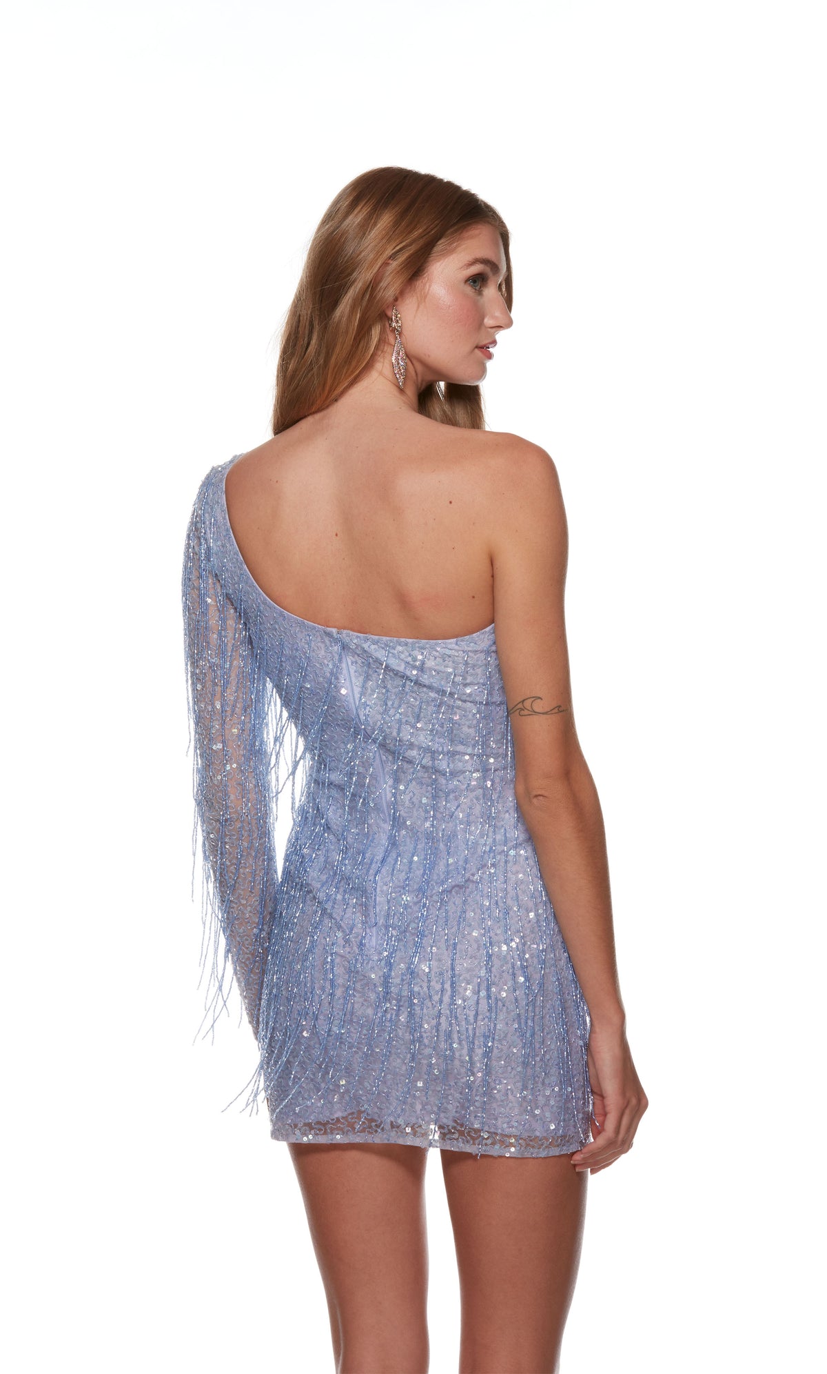 ALYCE Paris 4646 Homecoming Short One Shoulder Fringe  Dress