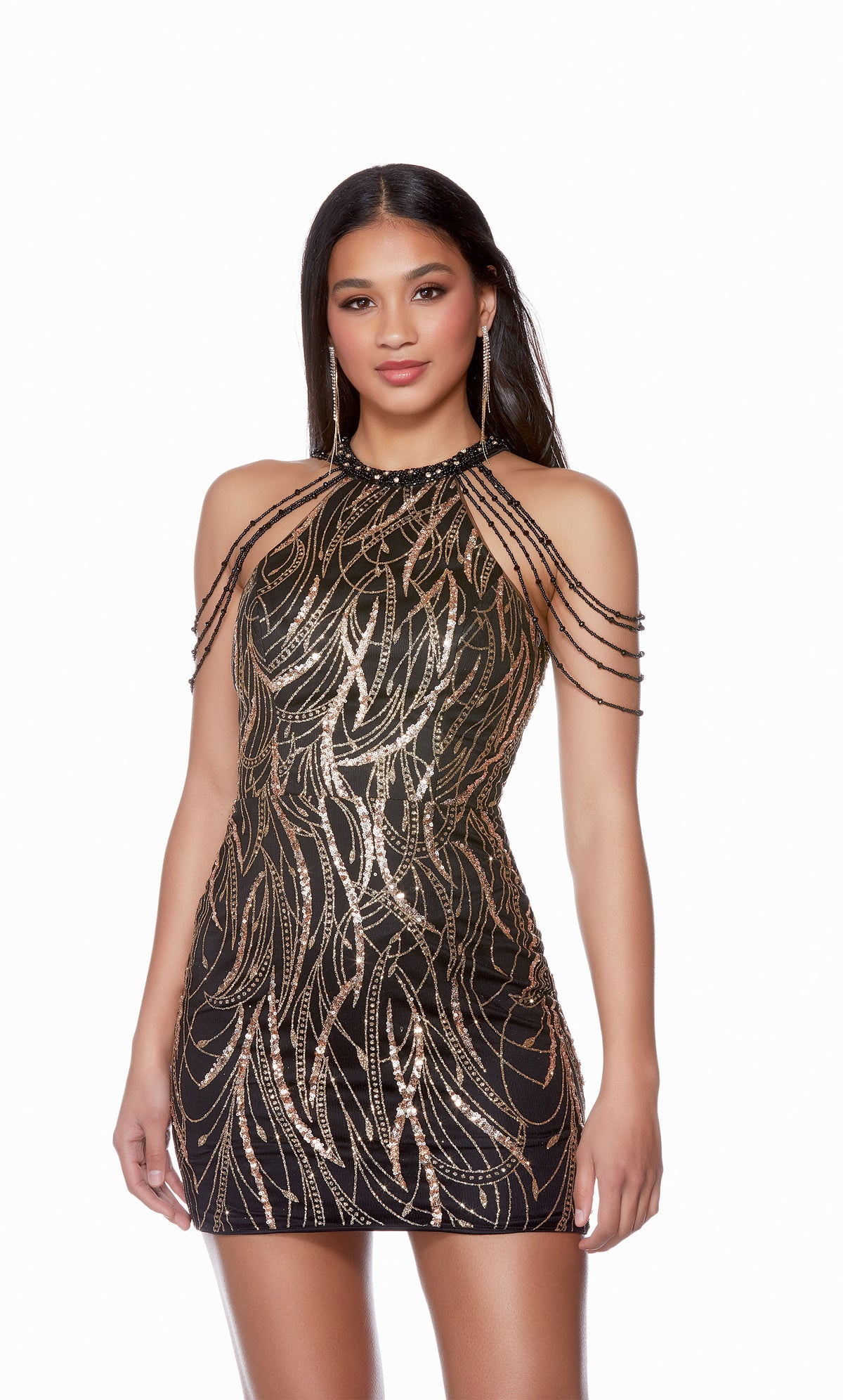 Alyce Paris 4682 Homecoming Short High Fringe Straight Dress