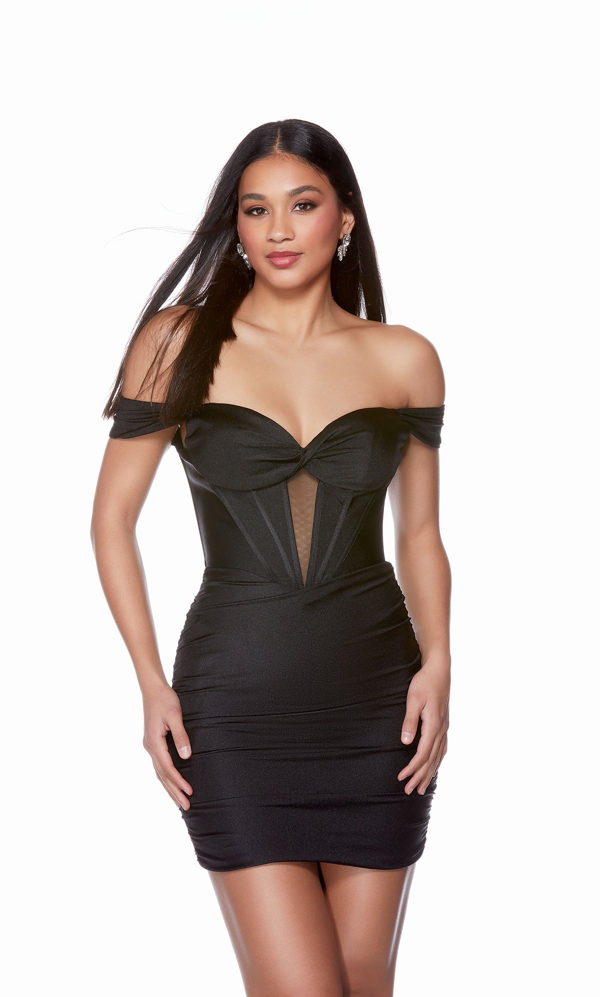 Alyce Paris 4685 Homecoming Short Off the Shoulder Corset Straight Dress