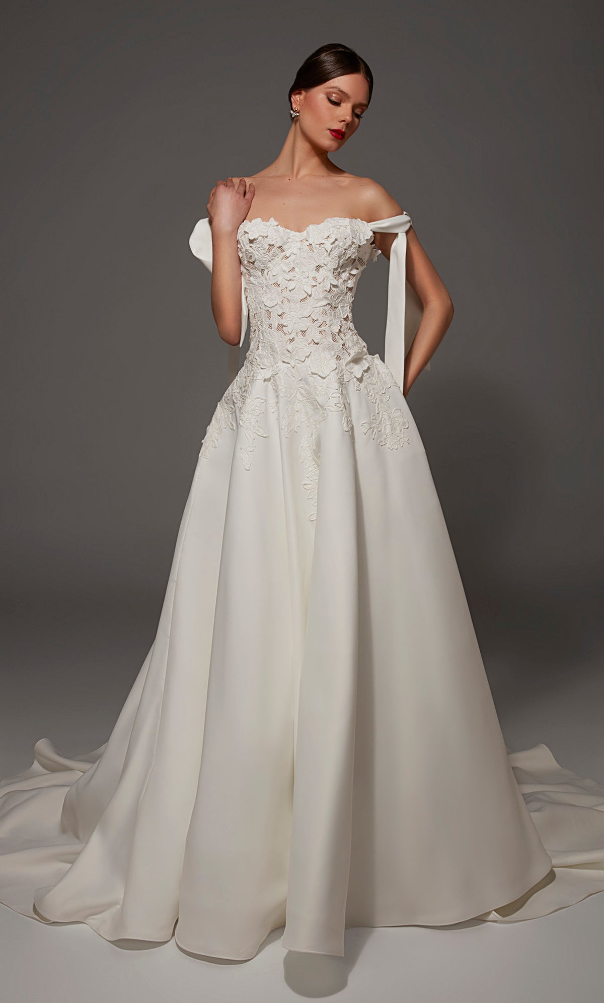 ALYCE Paris 50002 Bridal Off The Shoulder Neckline Chic A Line Dress