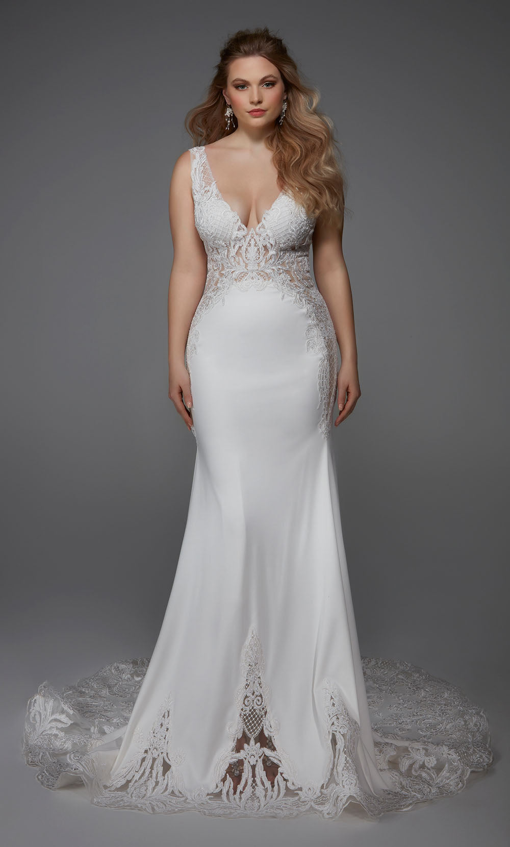 Alyce Paris 5065 Vestido de sirena elegante de cuello en V nupcial