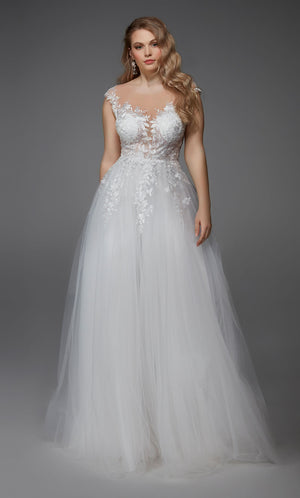 ALYCE Paris 5090 Bridal Plunging Neckline Train  Dress