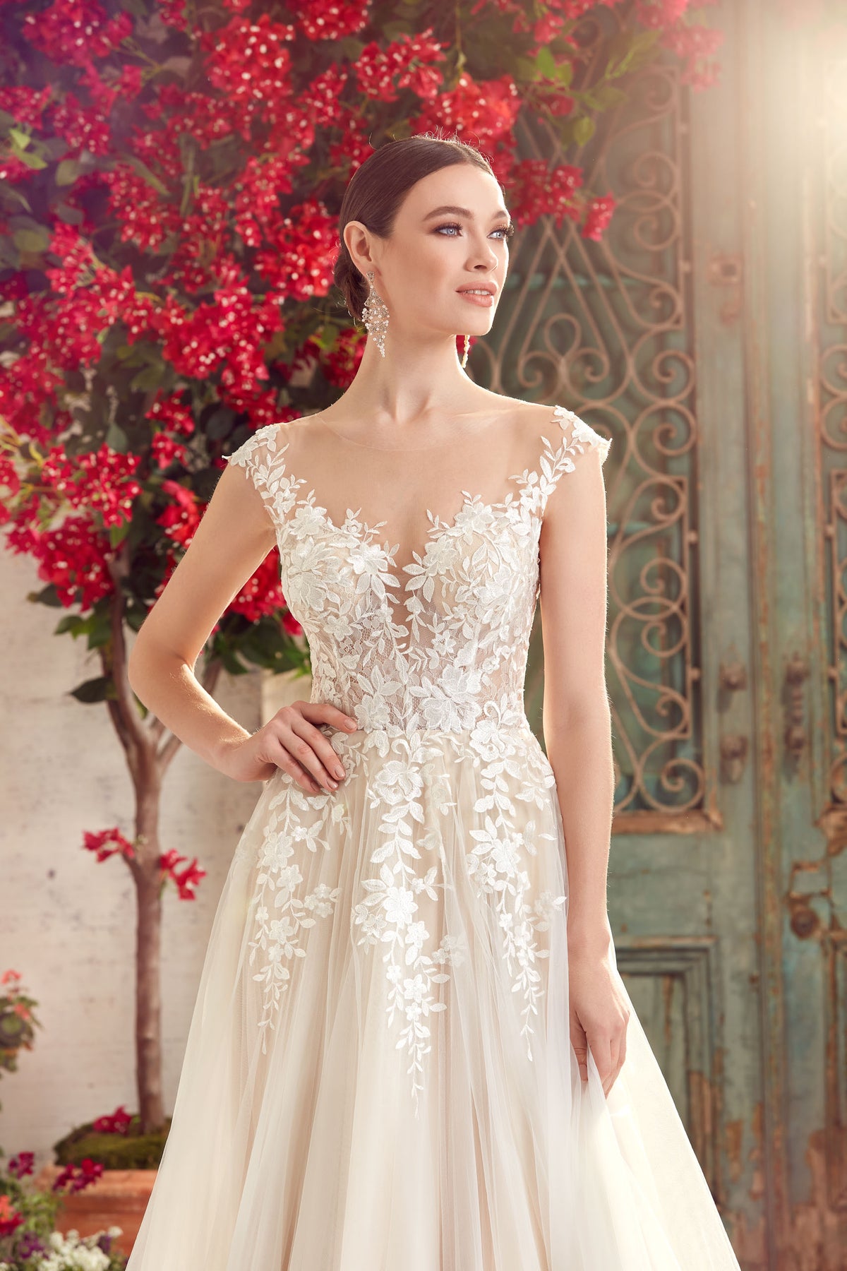 Alyce Paris 5090 Bridal hundido Ilusión un vestido de línea