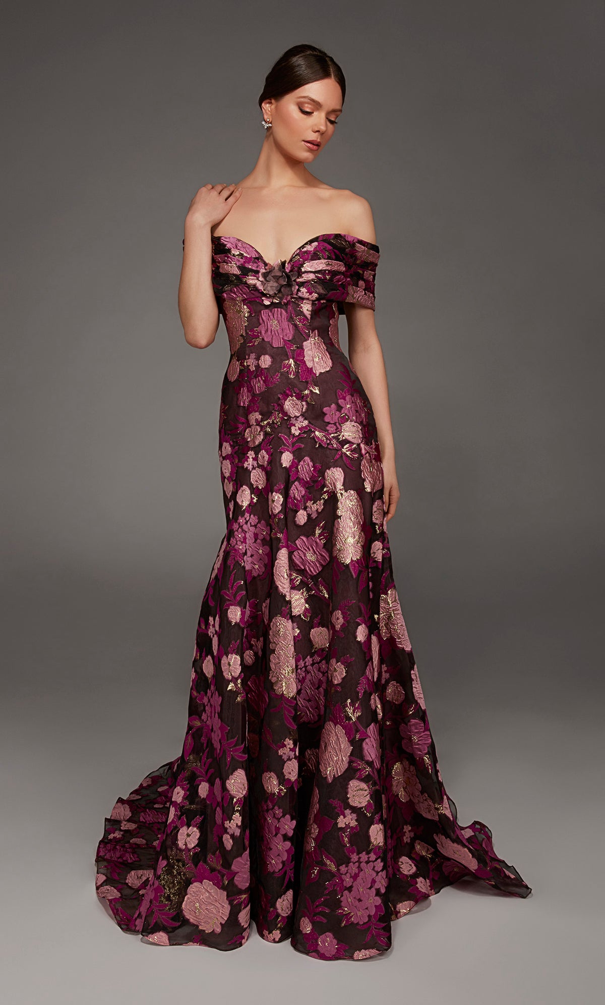 ALYCE Paris 55005 Special Occasion Off The Shoulder Neckline Plus Size A Line Dress