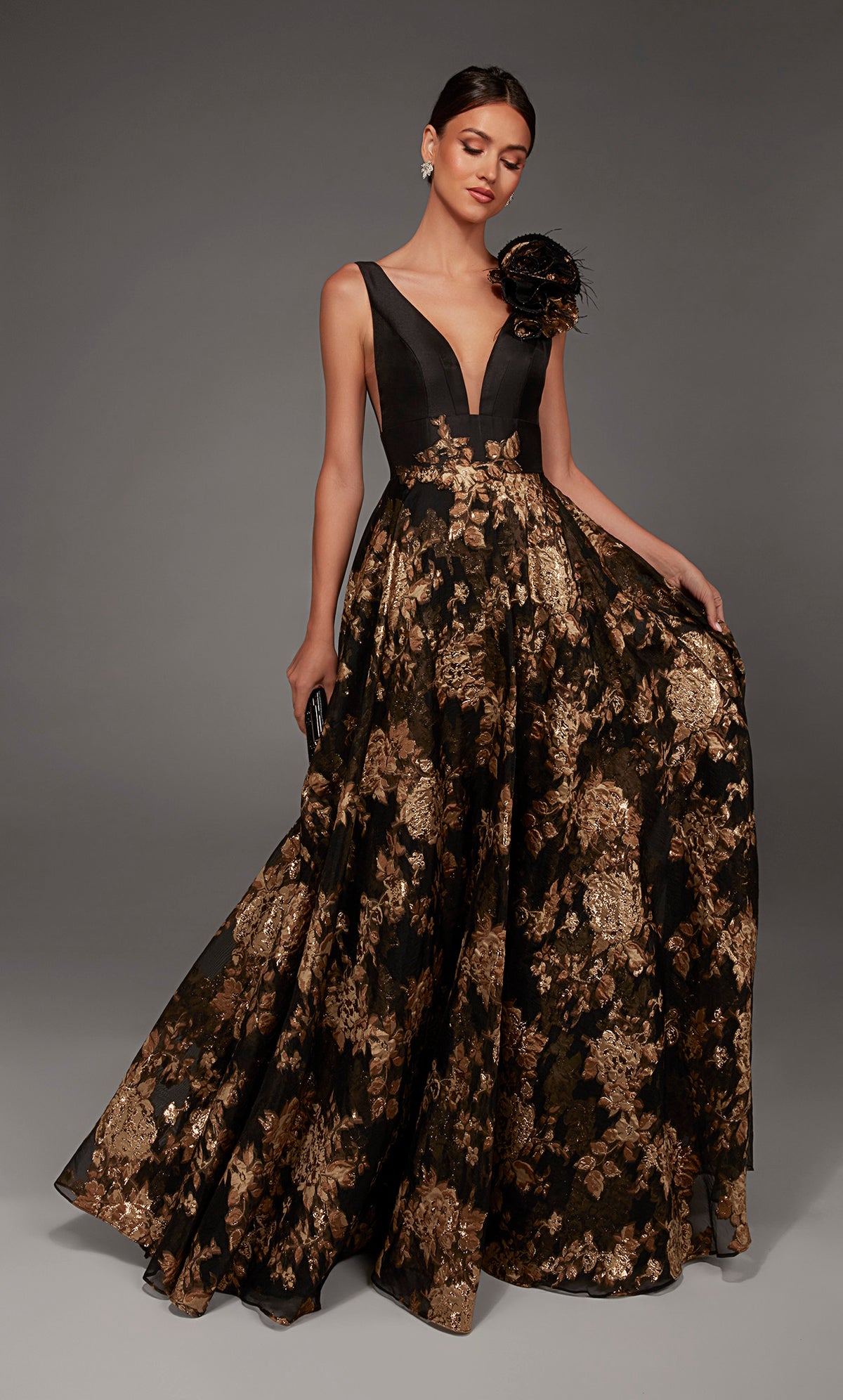 ALYCE Paris 55008 Special Occasion Plunging Neckline Elegant A Line Dress