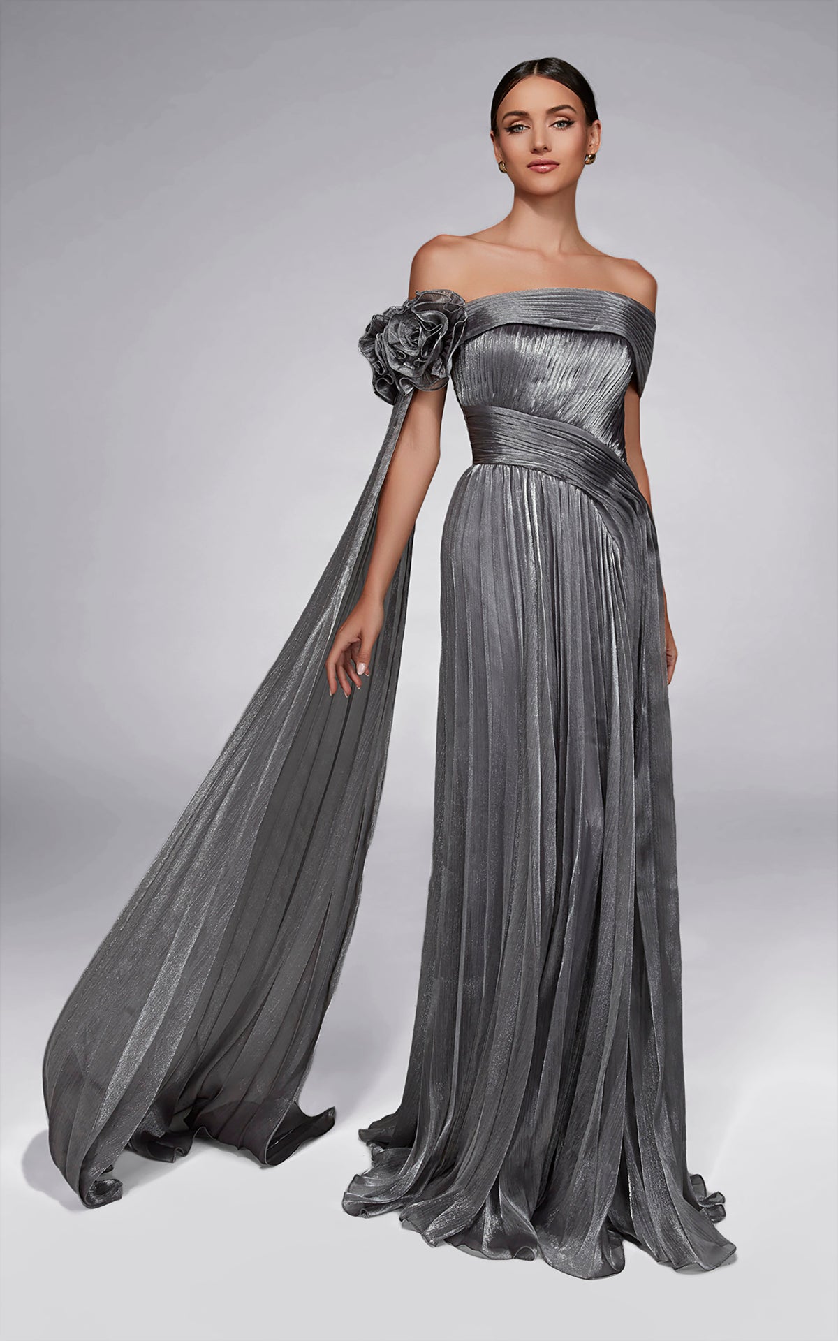 ALYCE Paris 55032 Off The Shoulder Neckline Ruched/draped A Line Dress