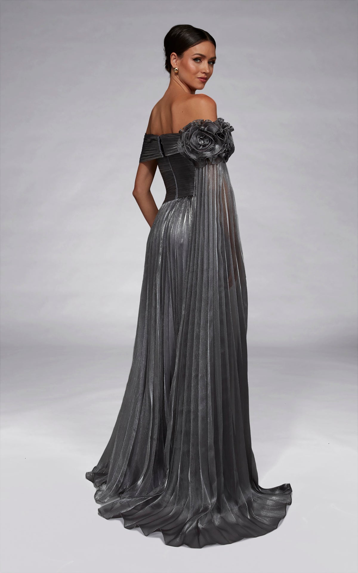 ALYCE Paris 55032 Off The Shoulder Neckline Ruched/draped A Line Dress