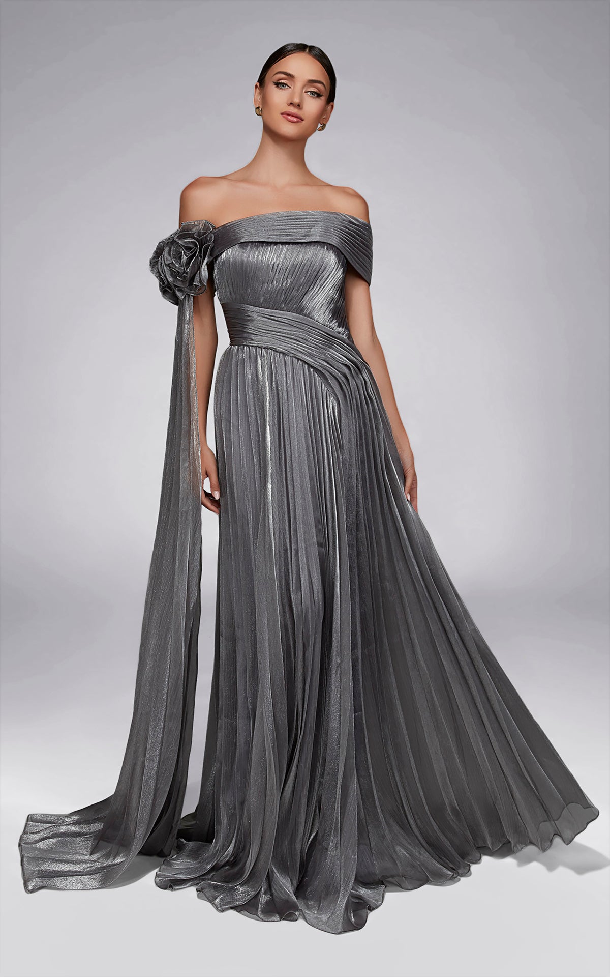 ALYCE Paris 55032 Off The Shoulder Neckline Ruched/draped A Line Dress