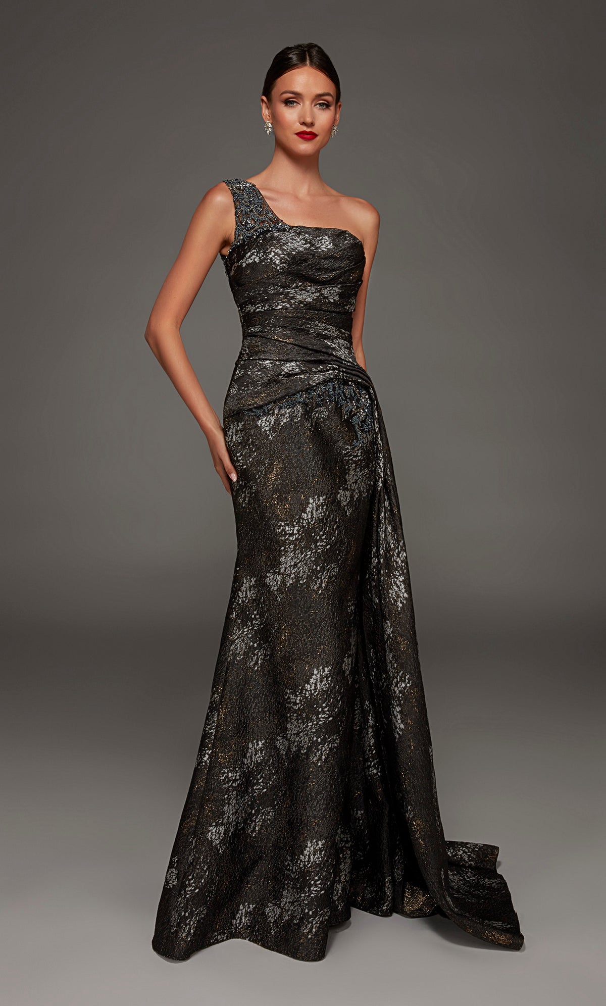 ALYCE Paris 55033 Special Occasion One Shoulder Neckline Modest A Line Dress