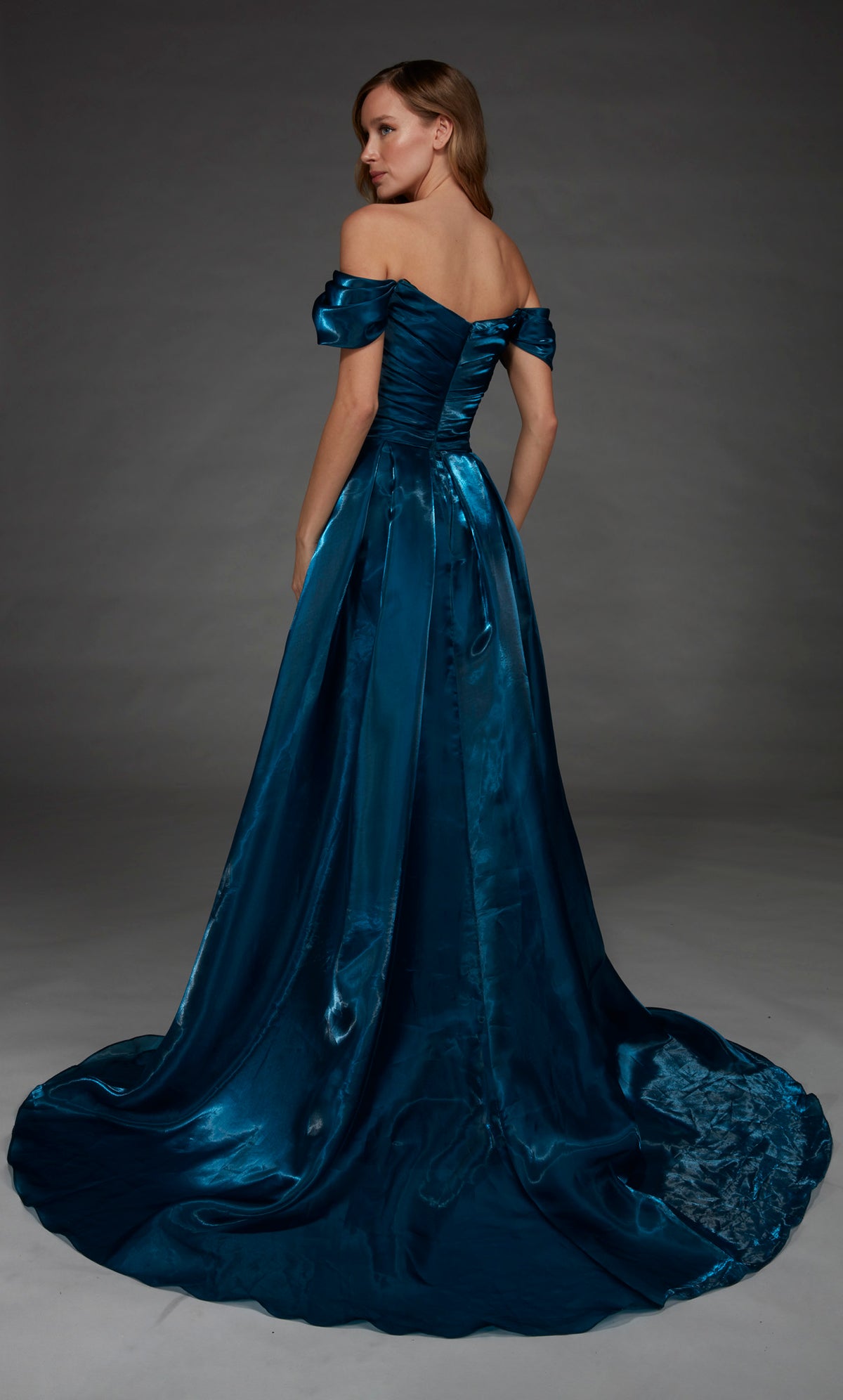 ALYCE Paris 55034 Special Occasion Off The Shoulder Neckline Ruched/draped A Line Dress