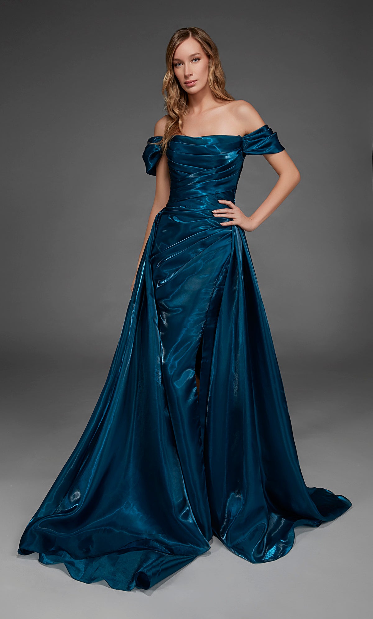 ALYCE Paris 55034 Special Occasion Off The Shoulder Neckline Ruched/draped A Line Dress