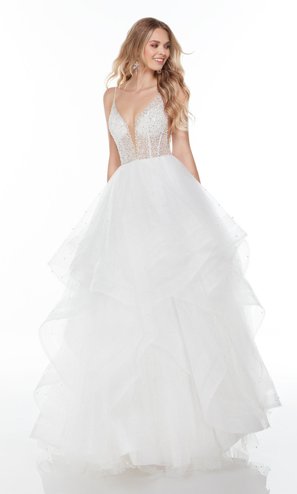 Alyce Paris 61107 Alyce Long Plunging Ruffles Ballgown Dress