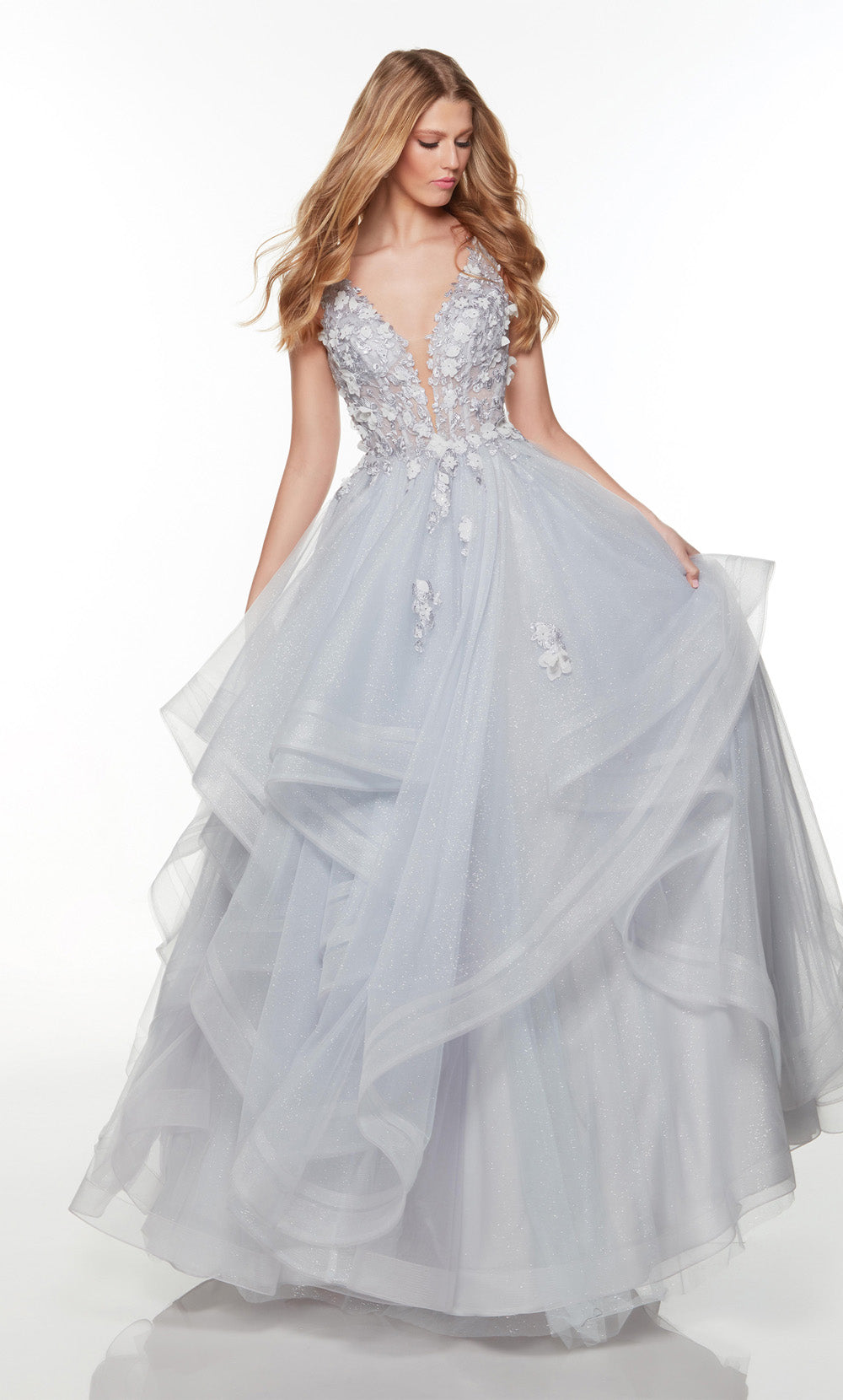 Alyce Paris 61235 Alyce Long Plunging Ruffles Ballgown Dress