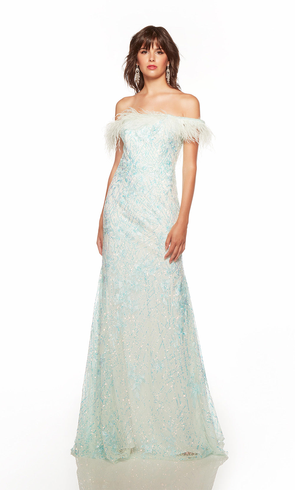 Alyce Paris 61406 ALYCE Long-on de l&#39;épaule Sinchie / Robe Sparkly Fit n Flare