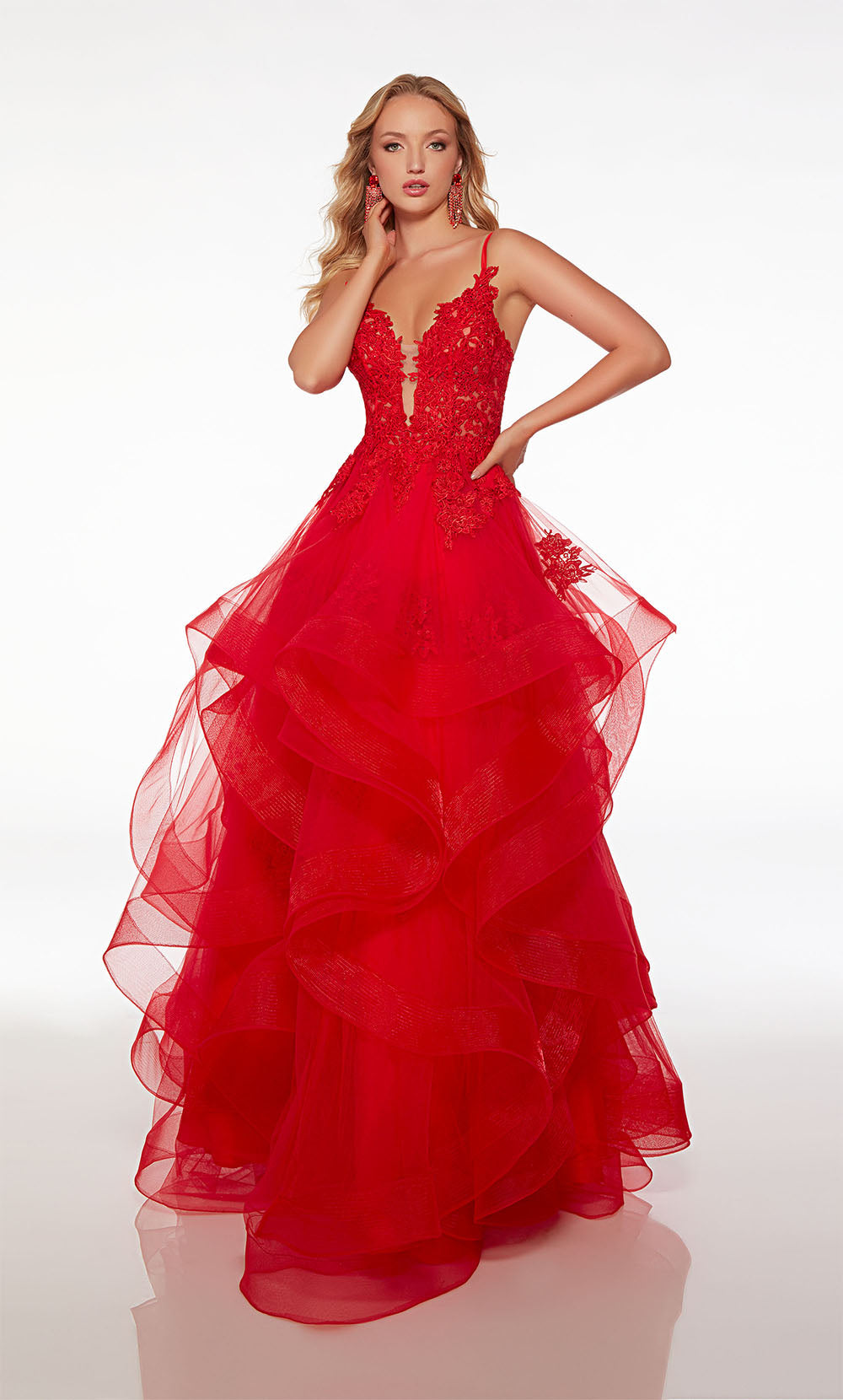 Alyce Paris 61476 Alyce Long Plunging Ruffles Ballgown Dress