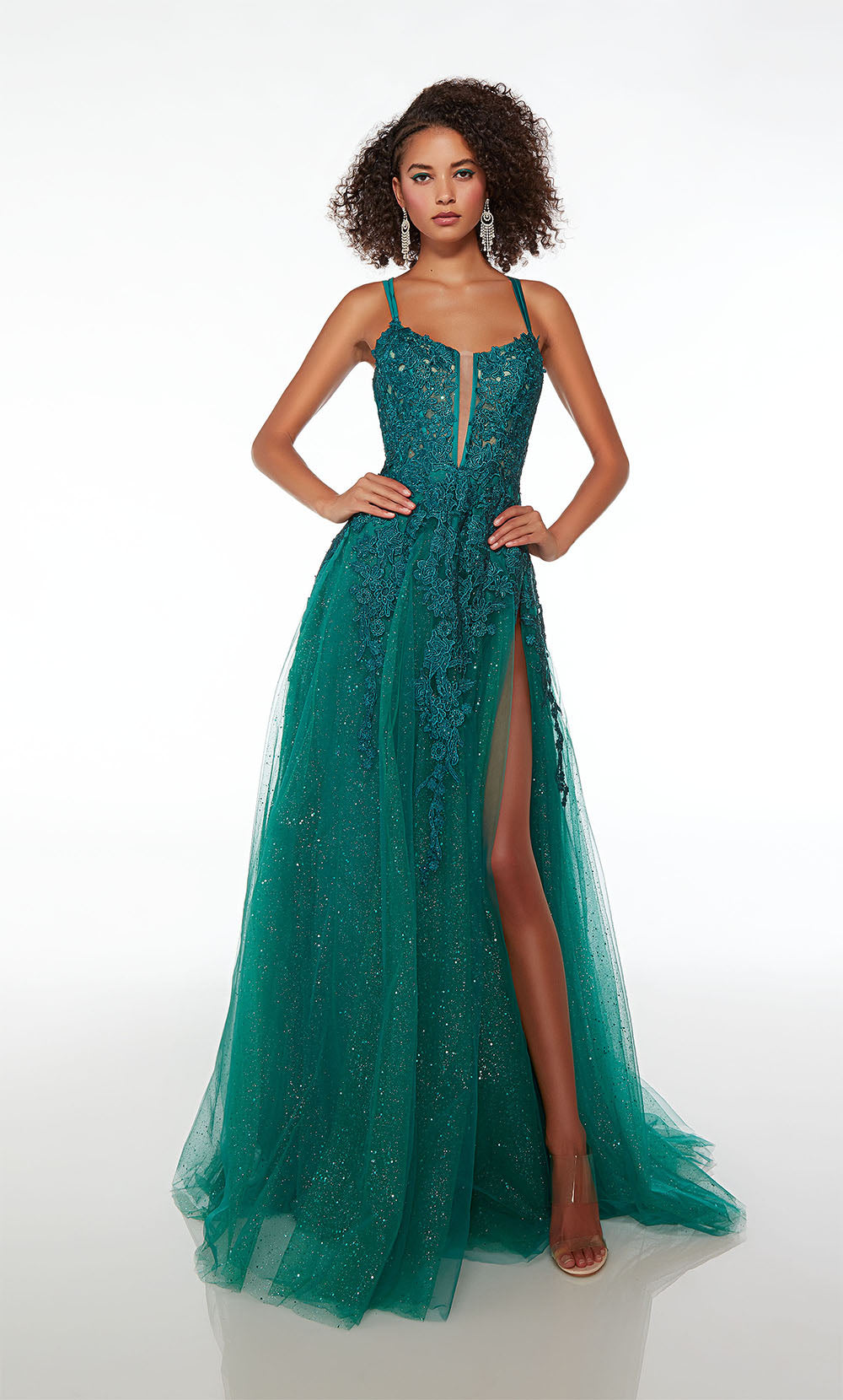 ALYCE Paris 61477 Alyce Long Plunging Embellished A Line Dress