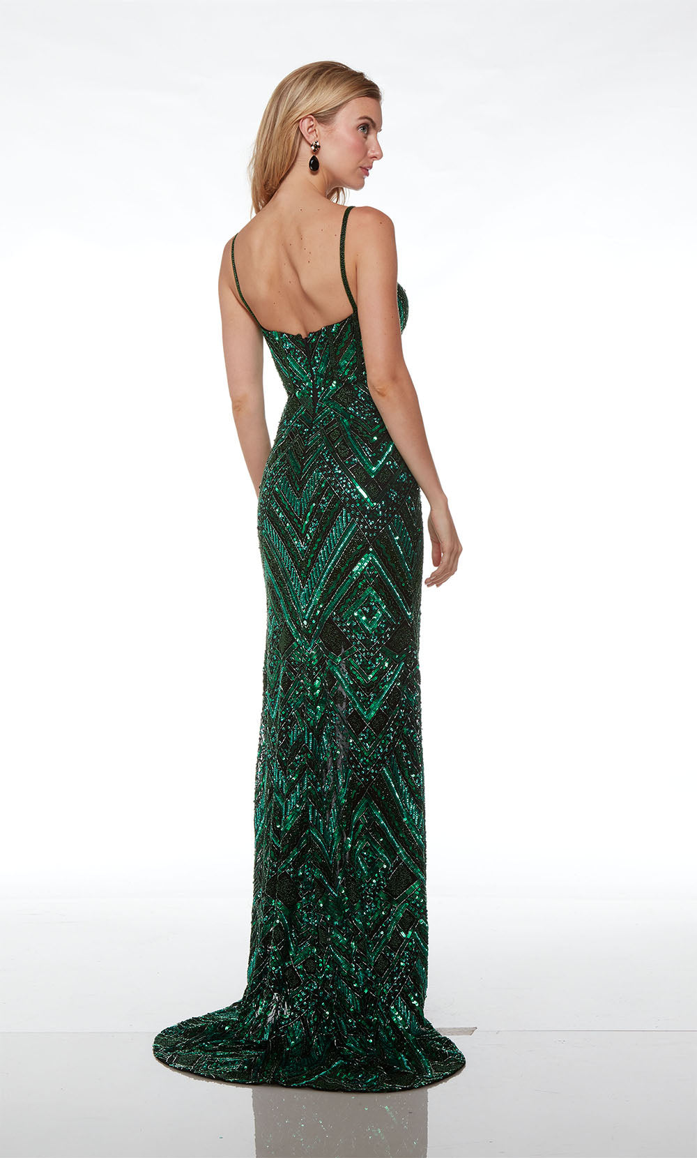 ALYCE Paris 61481 Alyce Long Plunging Embellished Straight Dress