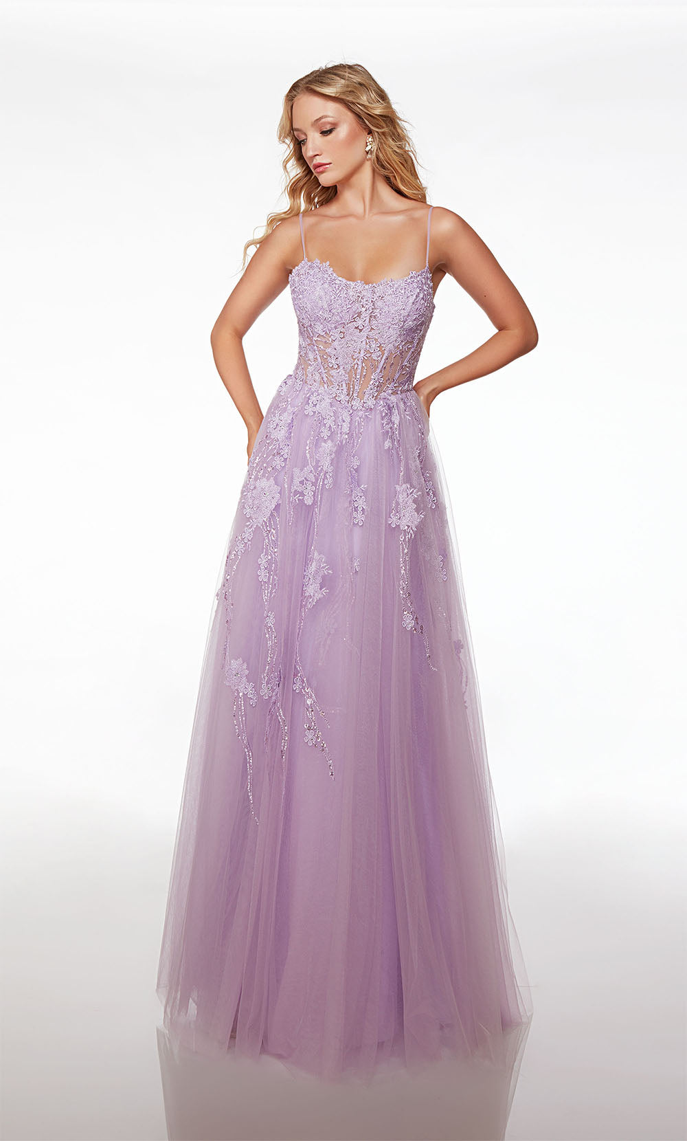 Alyce Paris 61541 Alyce Long mergulhando um vestido de linha