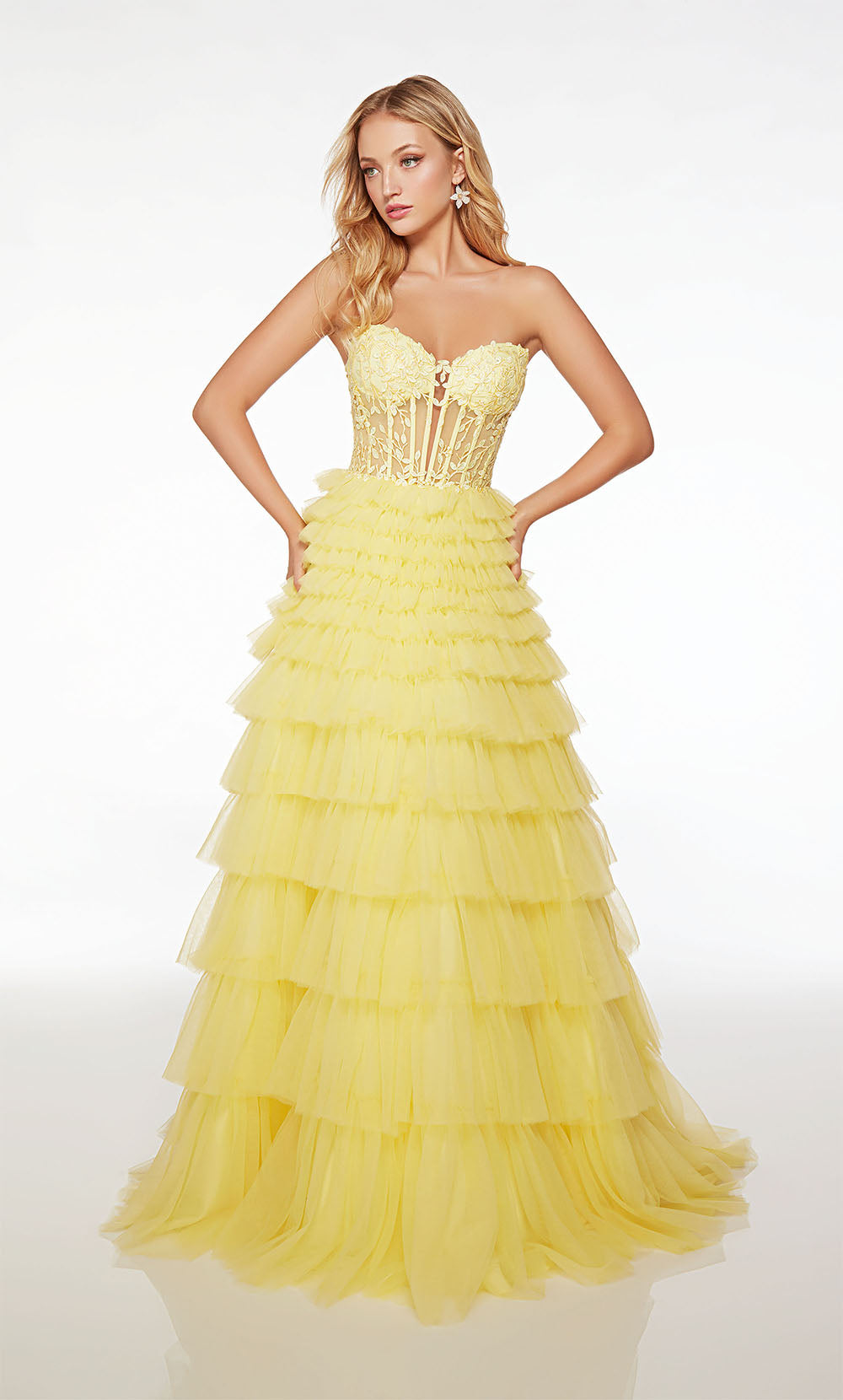 Alyce Paris 61553 Alyce Long Sweetheart Ruffles Ball -Gown Dress