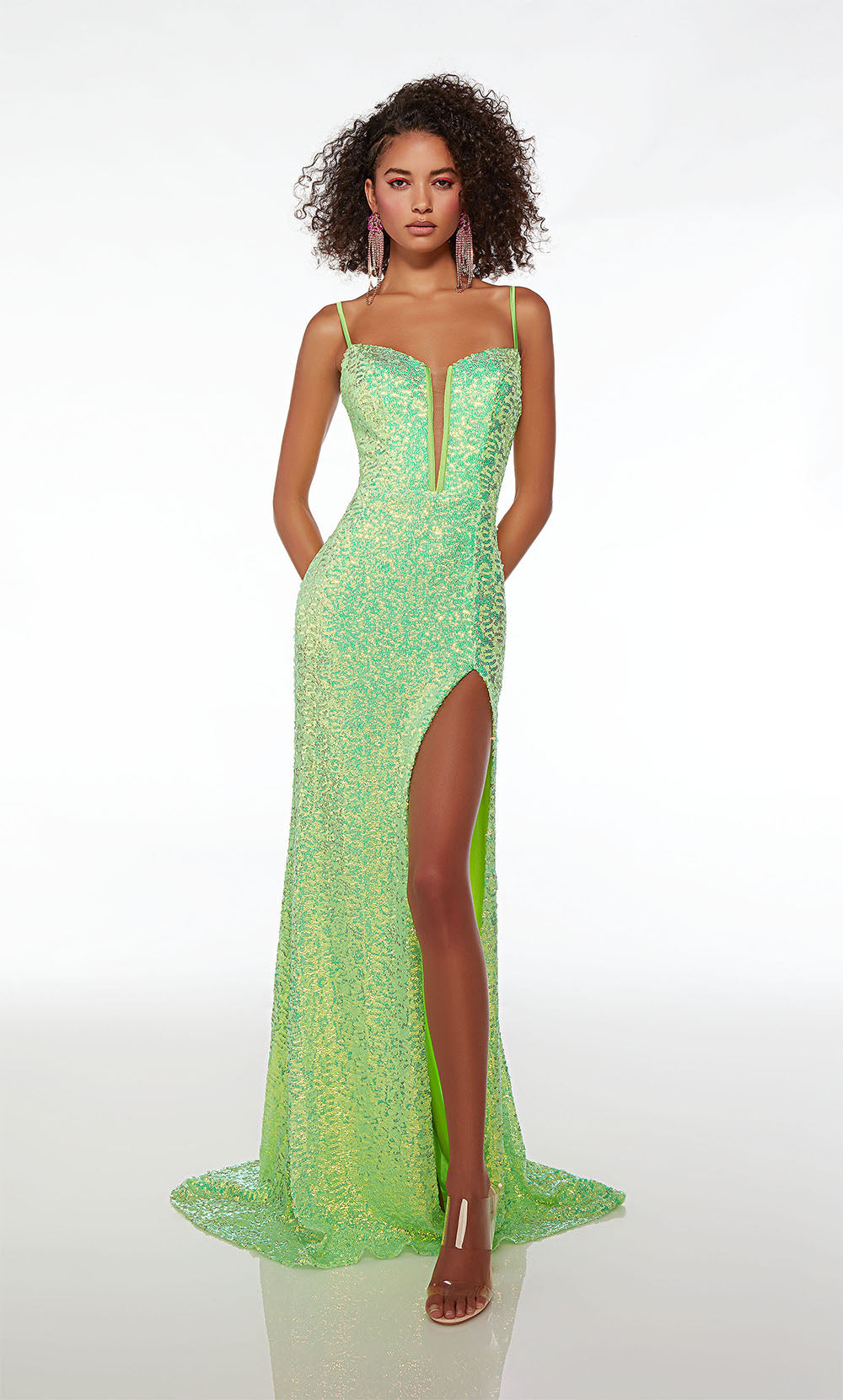 Alyce Paris 61556 Alyce Long Plunging Shimmery/Sparkly Straight Dress