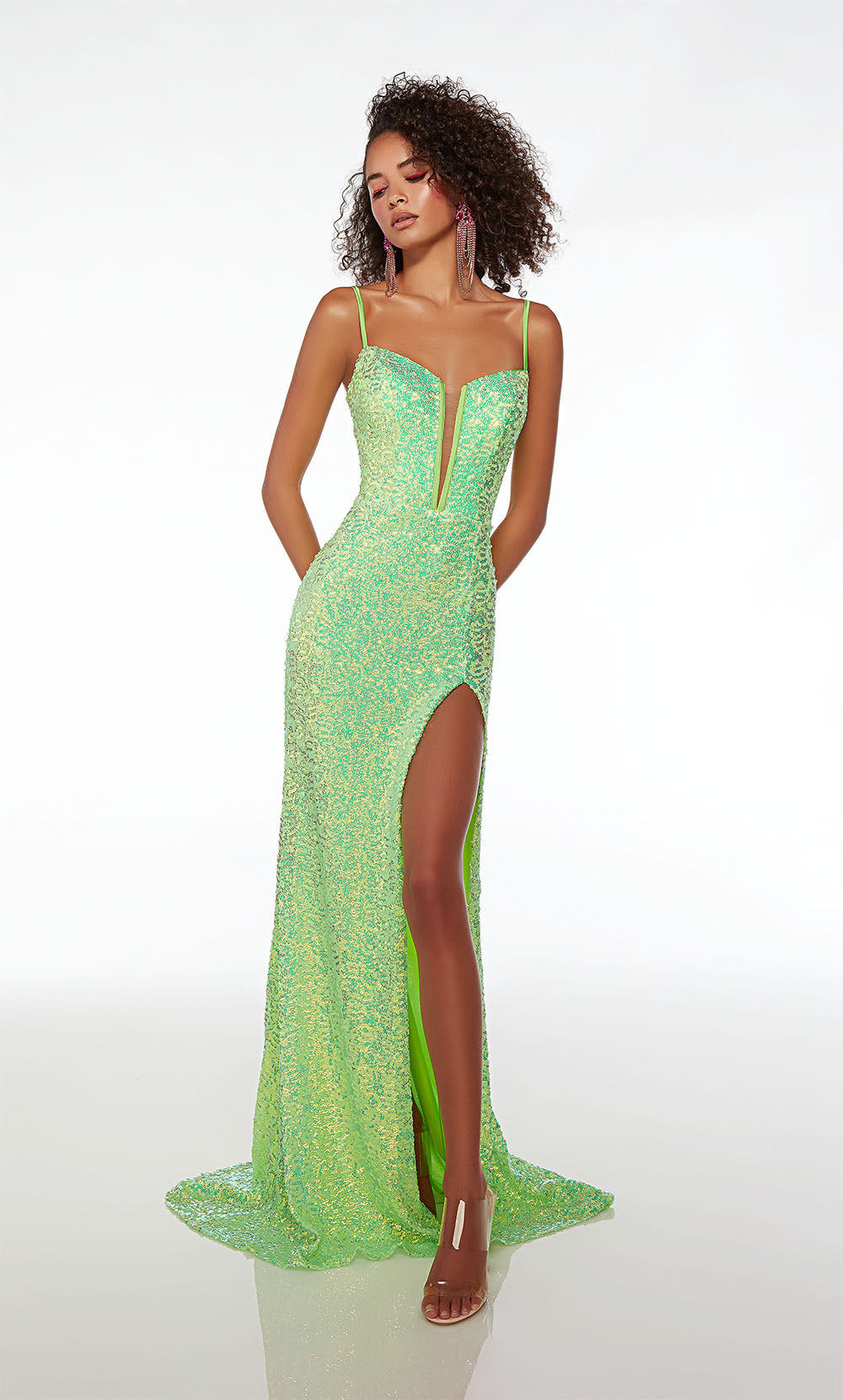 Alyce Paris 61556 Alyce Long Plunging Shimmery/Sparkly Straight Dress