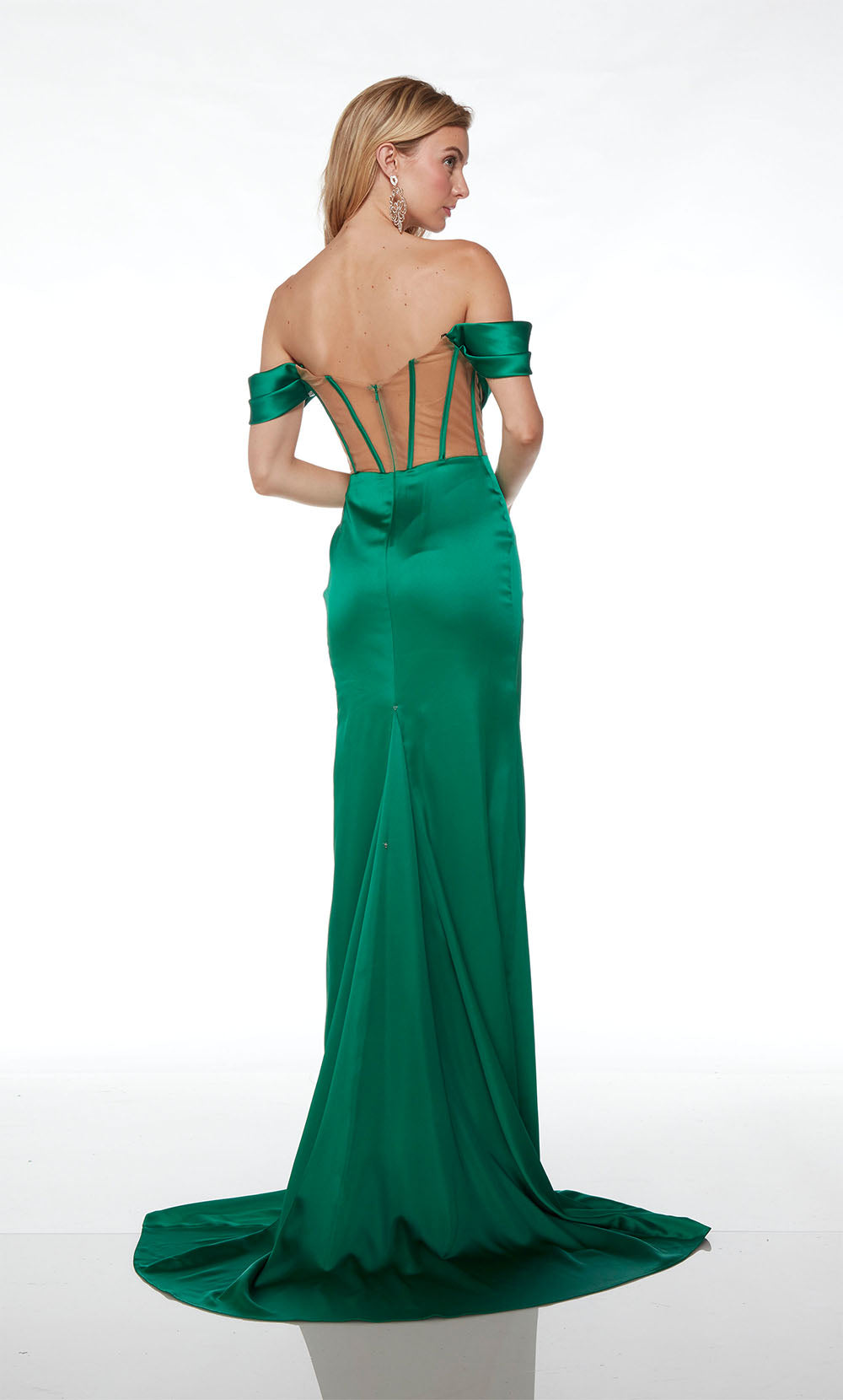 Alyce Paris 61572 Alyce Long Off the ombro Illusion Straight Dress Straight