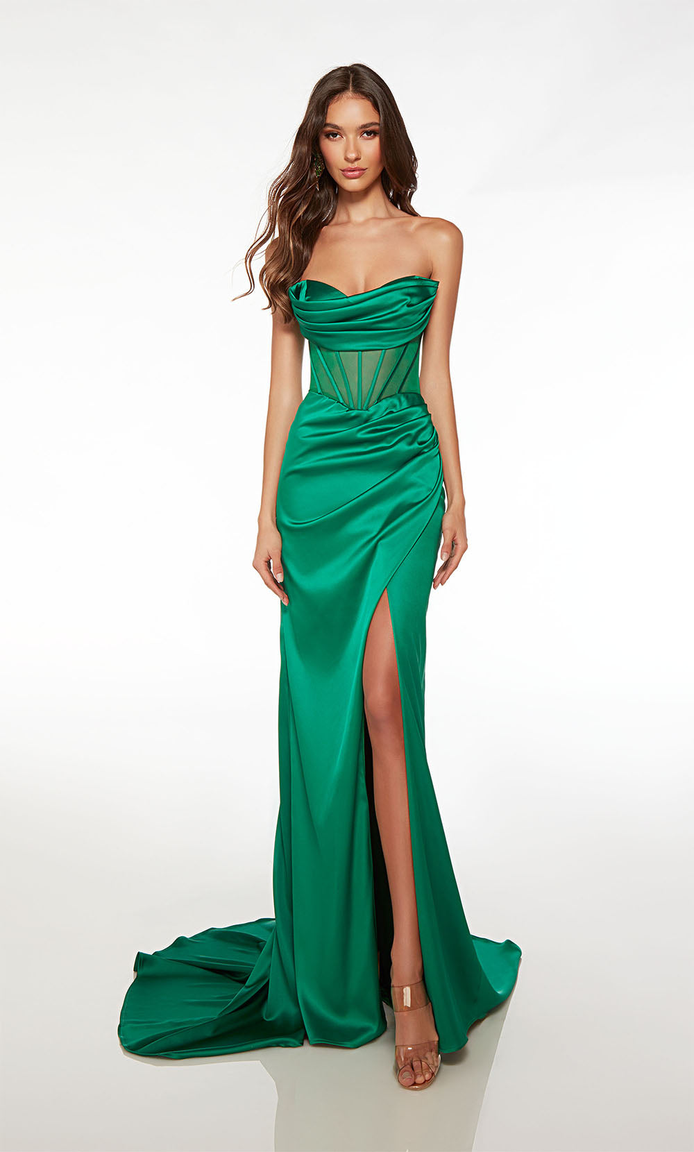 Alyce Paris 61572 Alyce Long Off the ombro Illusion Straight Dress Straight