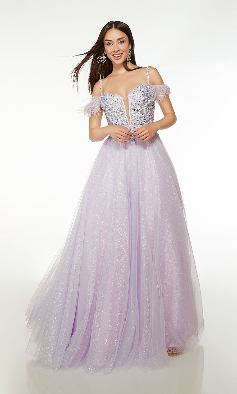 Alyce Paris 61670 Alyce Long Off the Shoulmer Shimmery/Sparkly Ballgown Dress