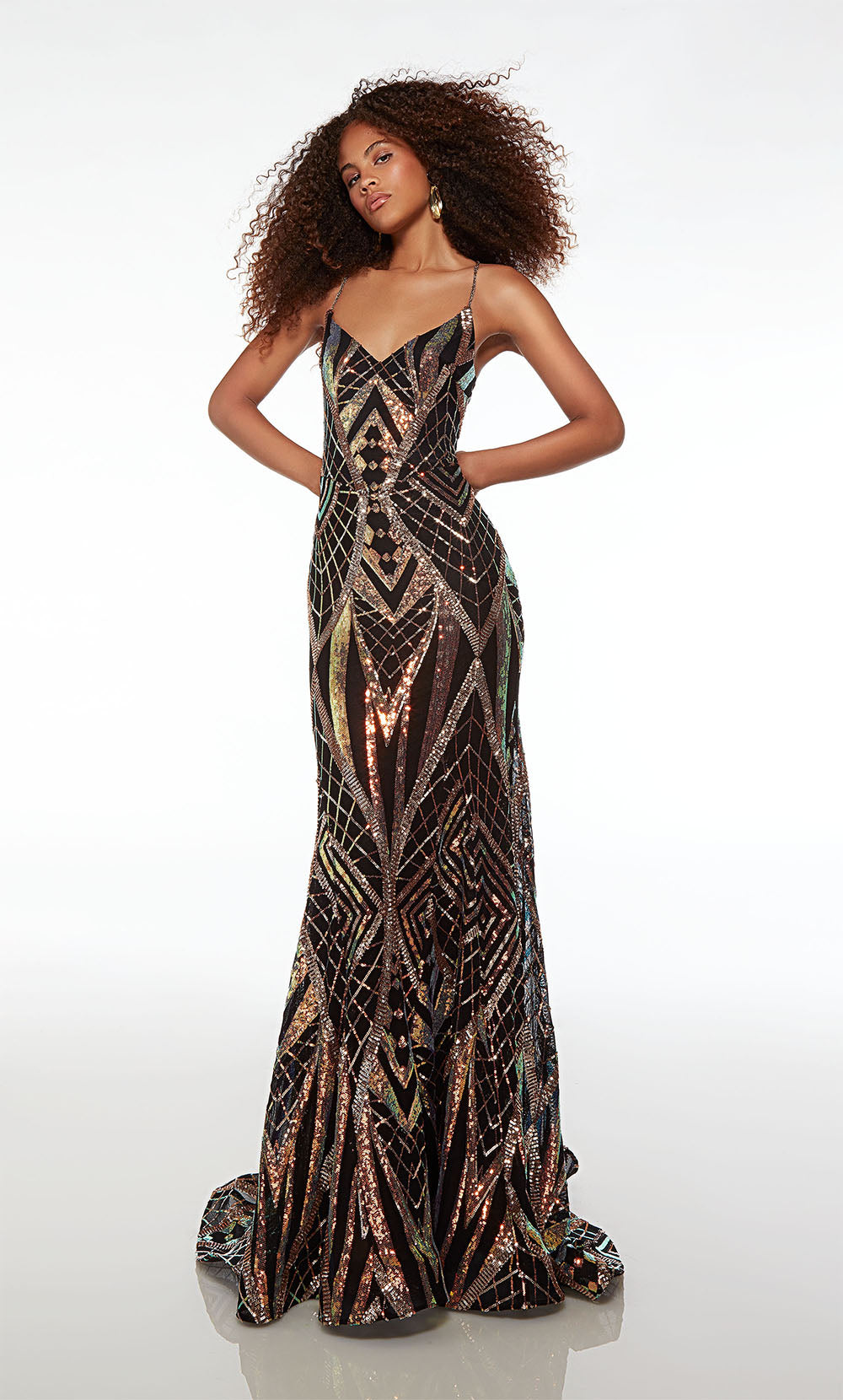 Alyce Paris 61698 Alyce Long-Neck Shimmery/Sparkly Mermaid Vestido