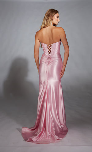 Formal Dress: 61733. Long, Strapless, Fit N Flare, Lace-up Back