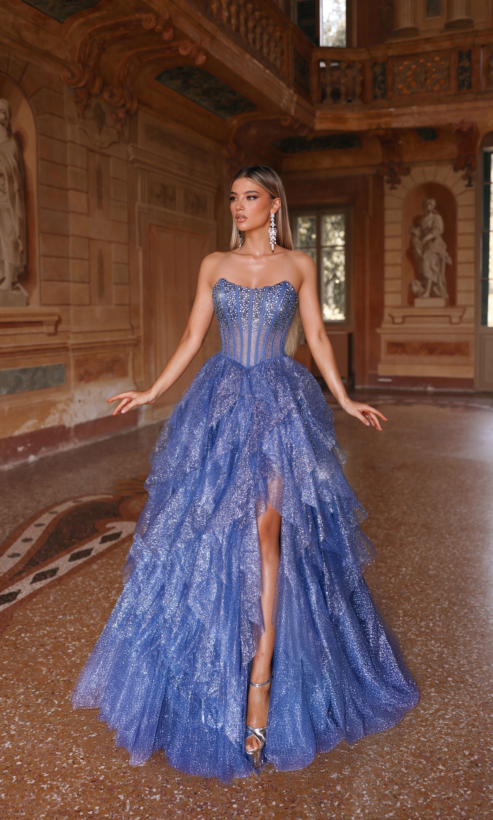 blue formal dress Simple blue sweetheart chiffon long prom dress blue formal dress