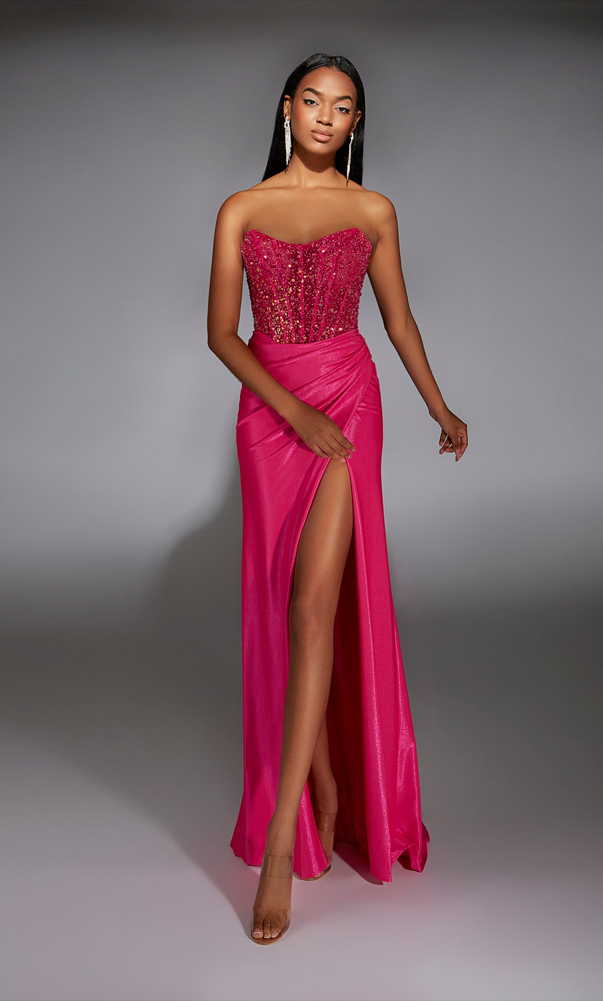 Alyce Paris 61844 Alyce Long Strapless Illusion Straight Dress