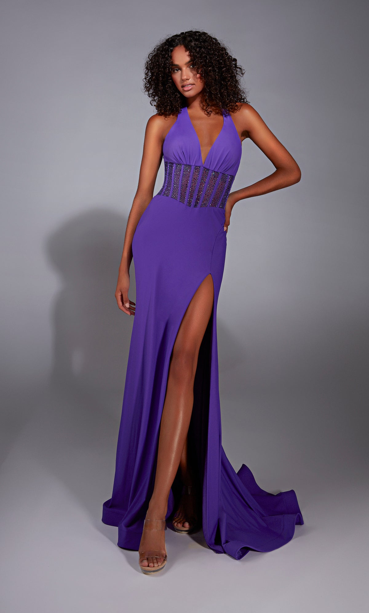 ALYCE Paris 61860 Alyce Long Halter Neckline Slit  Dress