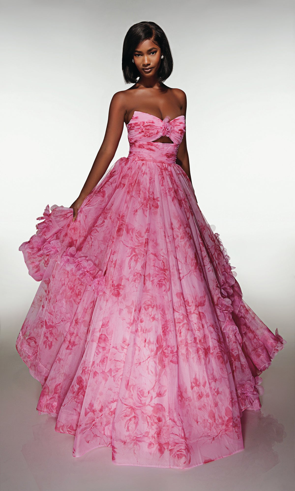 ALYCE Paris 62042 Alyce Long Cat-eye Neckline Ruched/draped Ballgown Dress