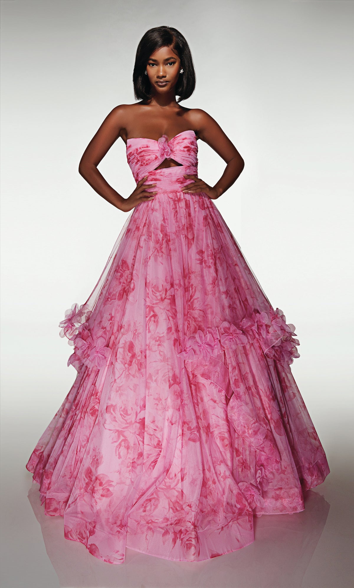ALYCE Paris 62042 Alyce Long Cat-eye Neckline Ruched/draped Ballgown Dress