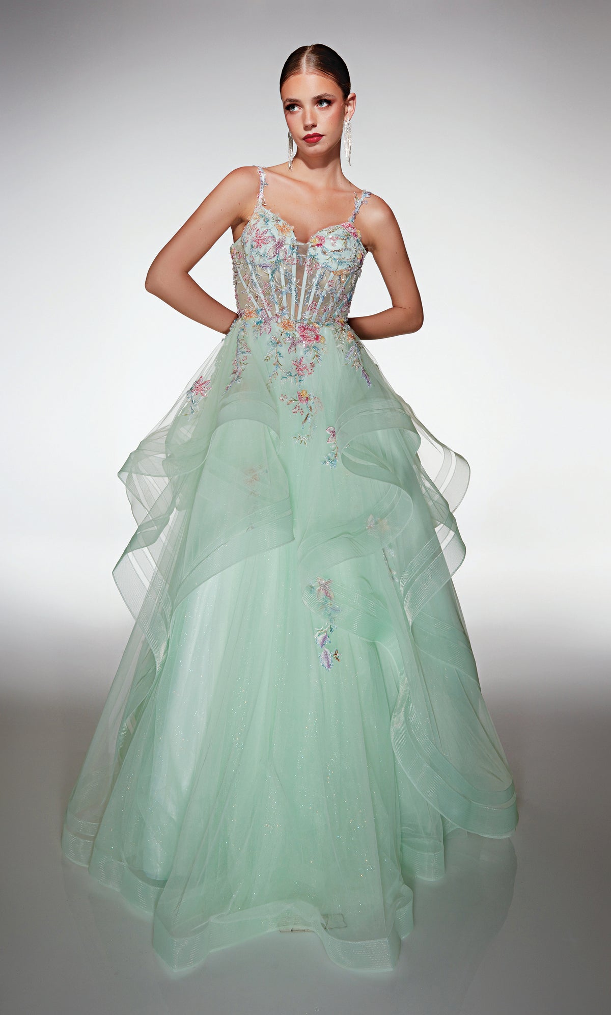 ALYCE Paris 62201 Alyce Long Sweetheart Neckline Waterfall Ballgown Dress