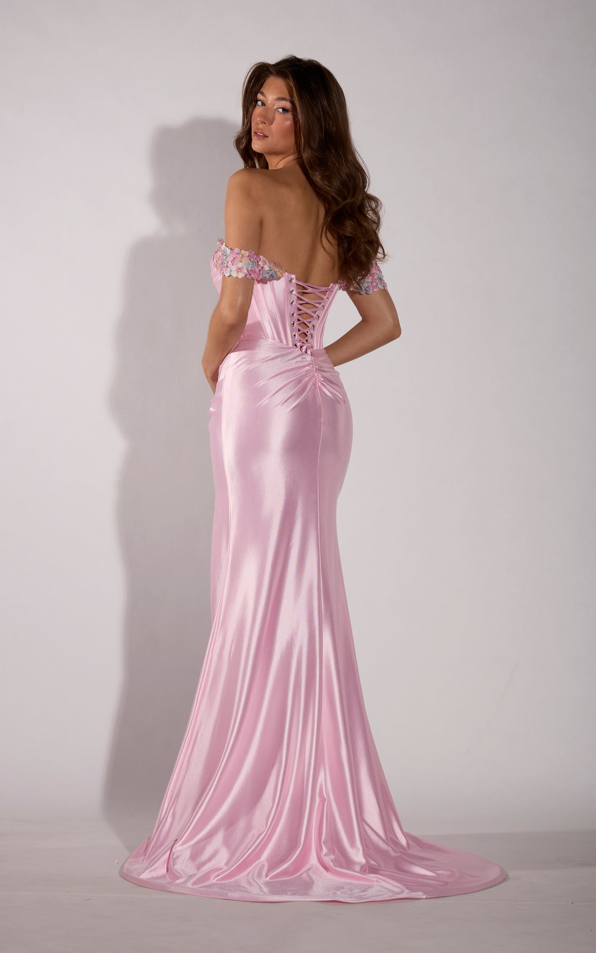 ALYCE Paris 62223 Alyce Long Off The Shoulder Neckline Corset Straight Dress