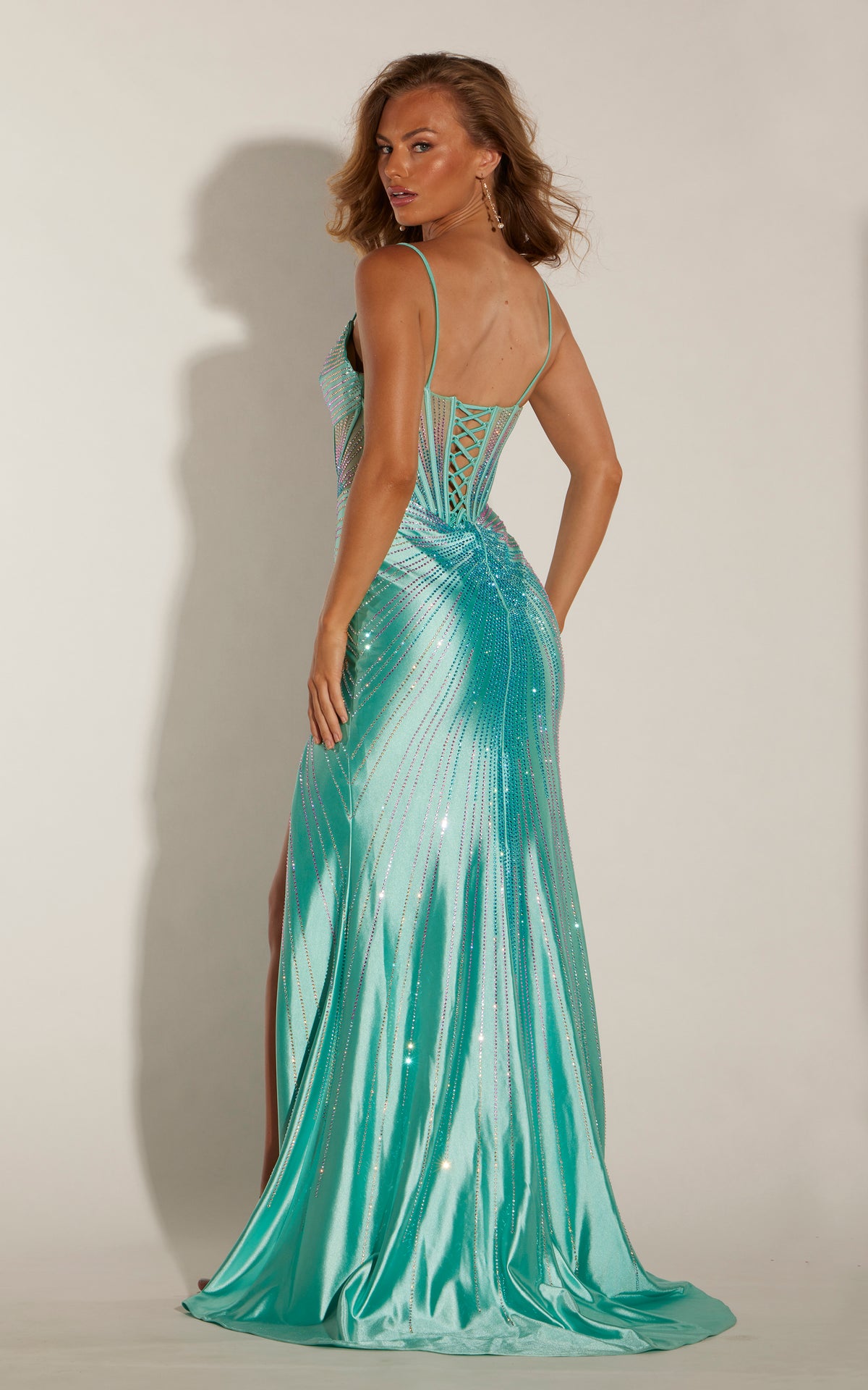 ALYCE Paris 62258 Alyce Long V-neckline Embellished Straight Dress