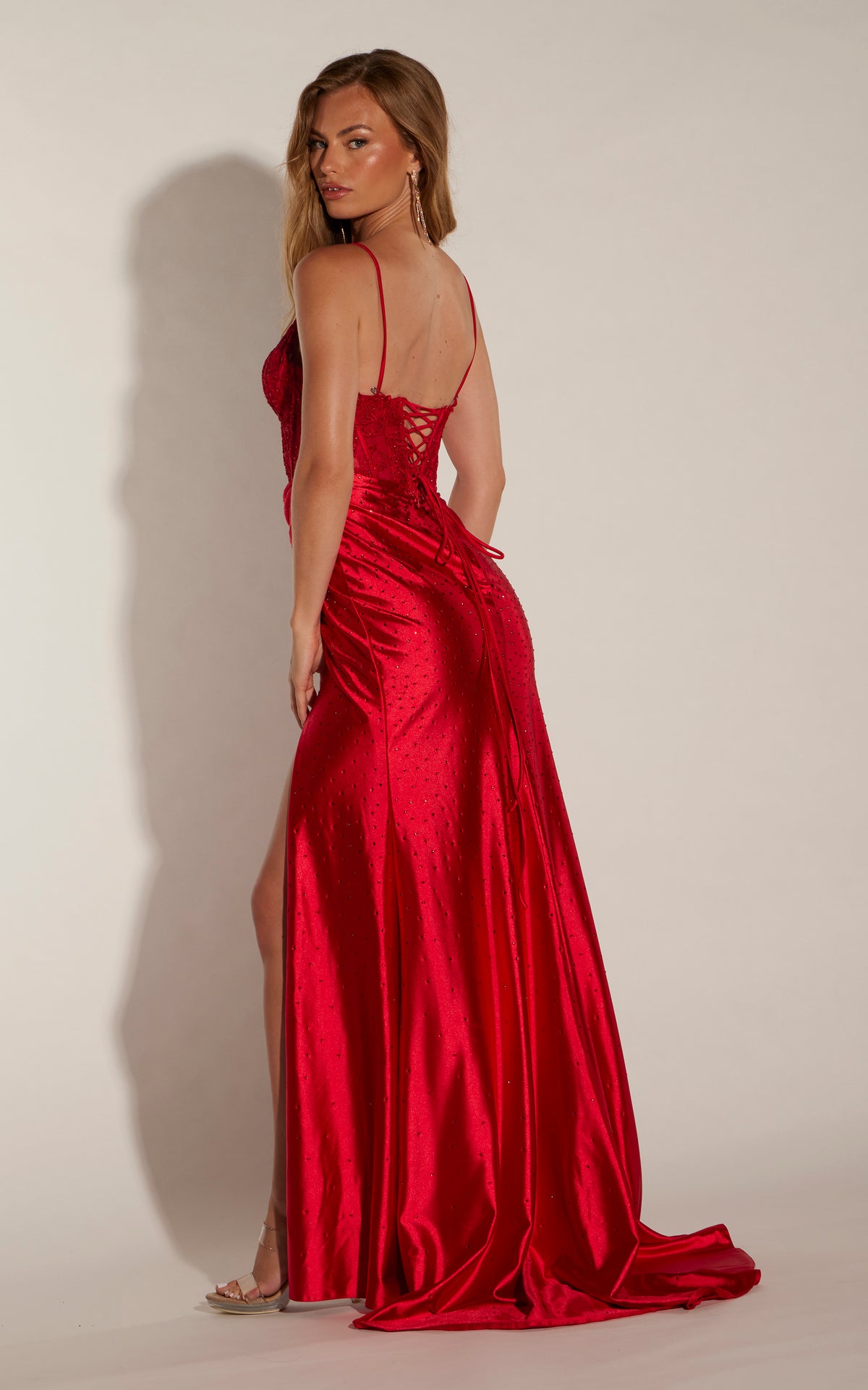 ALYCE Paris 62349 Alyce Long V-neckline Ruched/draped Straight Dress