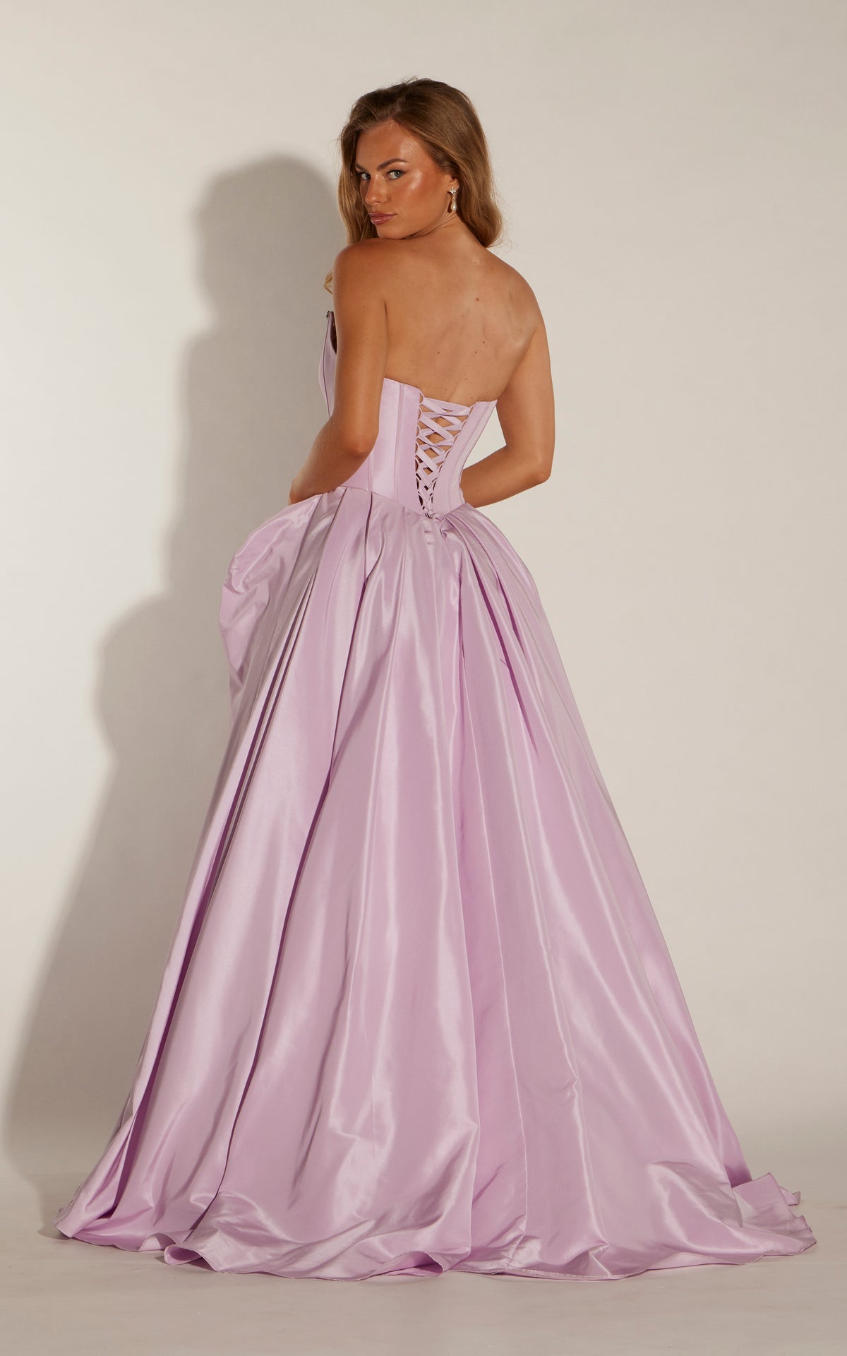 ALYCE Paris 62370 Alyce Long Cat-eye Neckline Ruched/draped A Line Dress