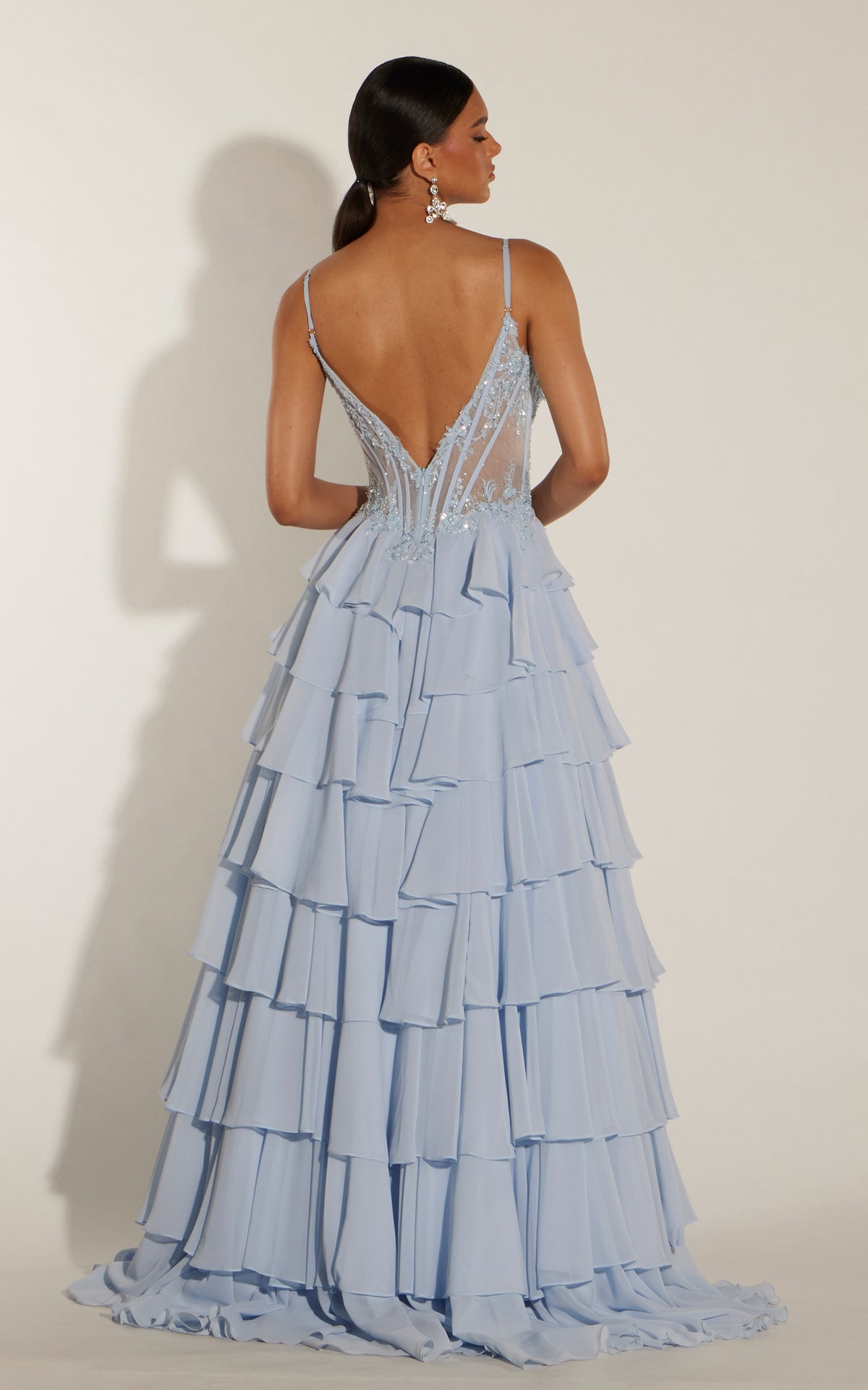 ALYCE Paris 62377 Alyce Long Plunging Neckline Ruffles A Line Dress