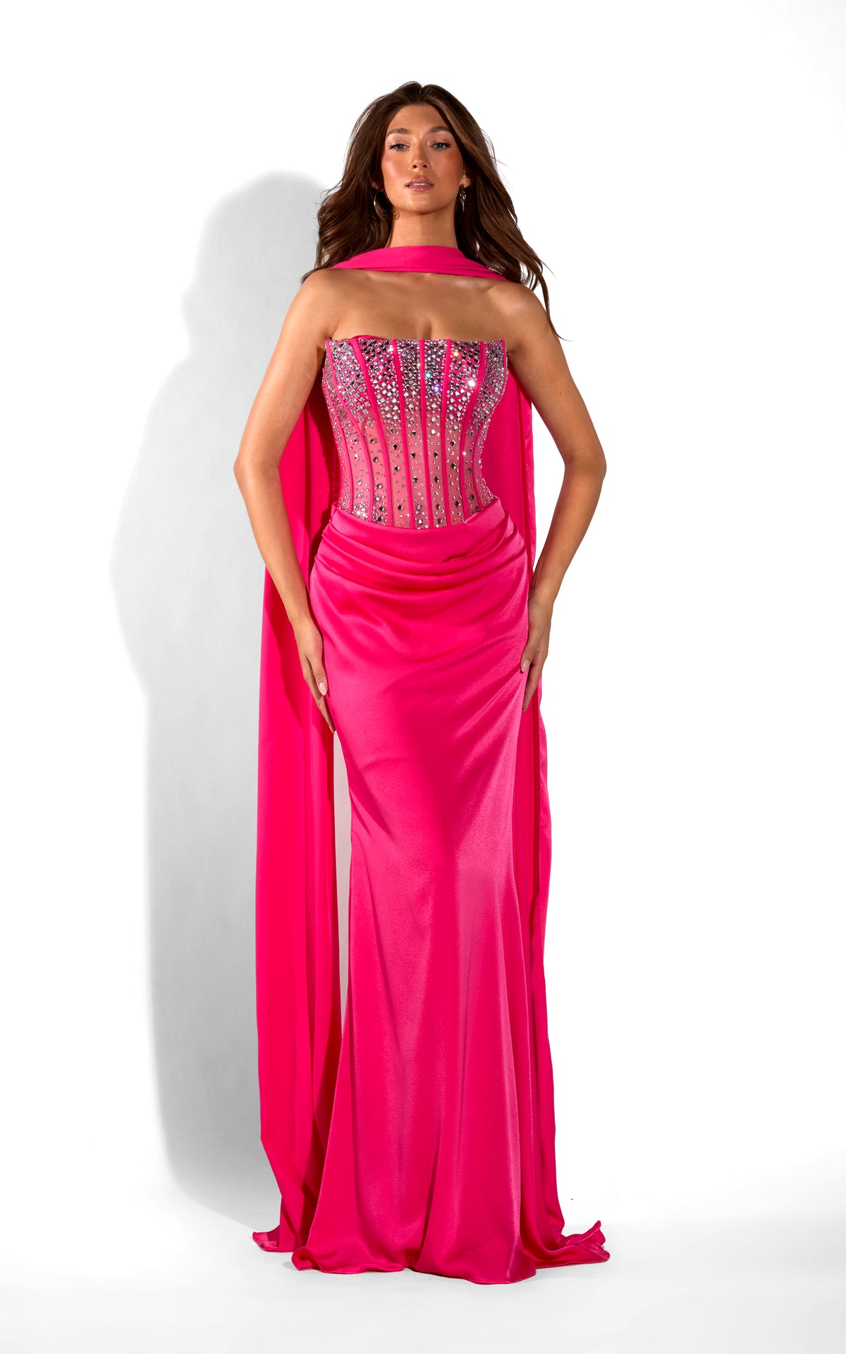 ALYCE Paris 62397 Alyce Long Cat-eye Neckline Ruched/draped  Dress