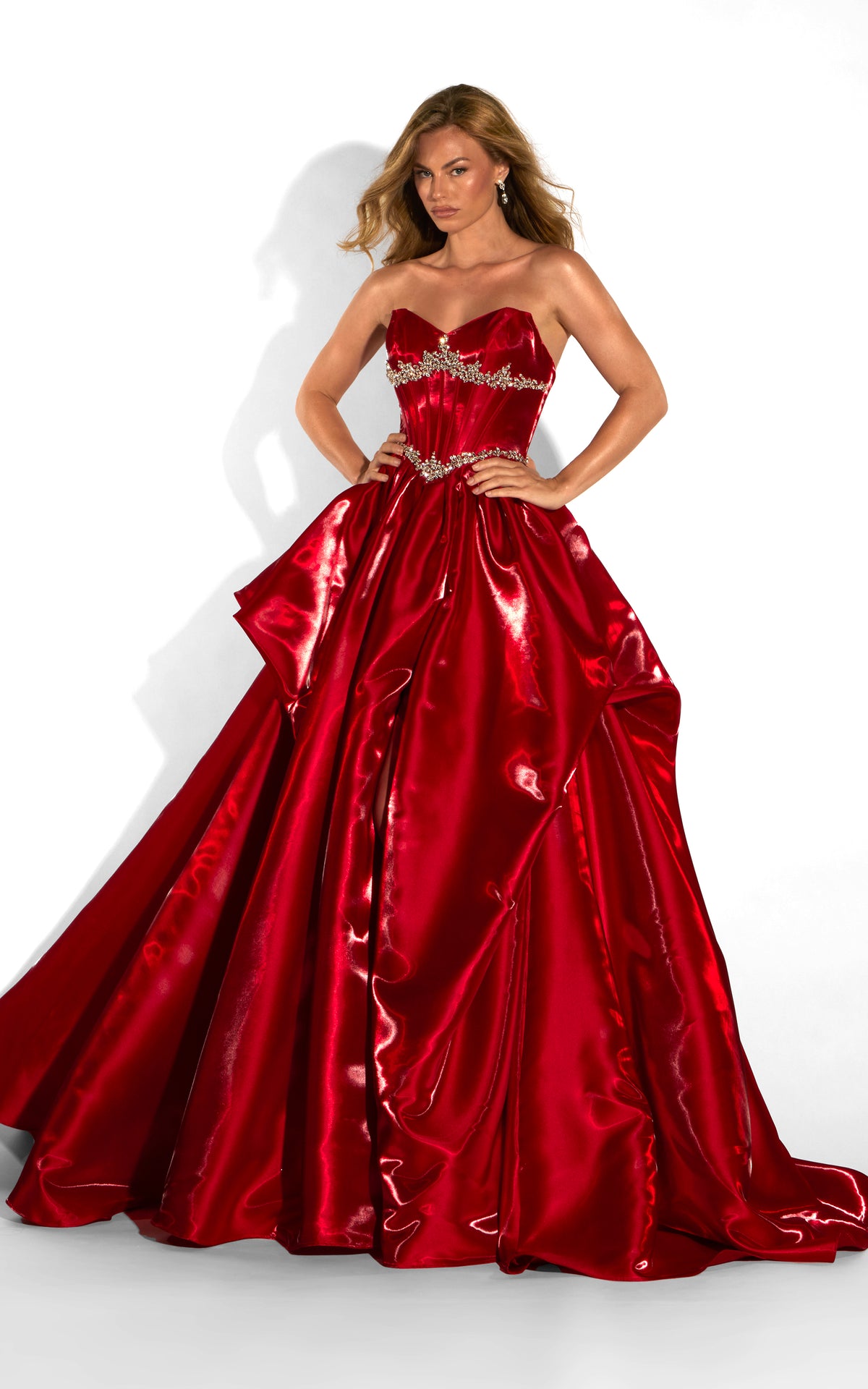 ALYCE Paris 62403 Alyce Long V-neckline Slit A Line Dress