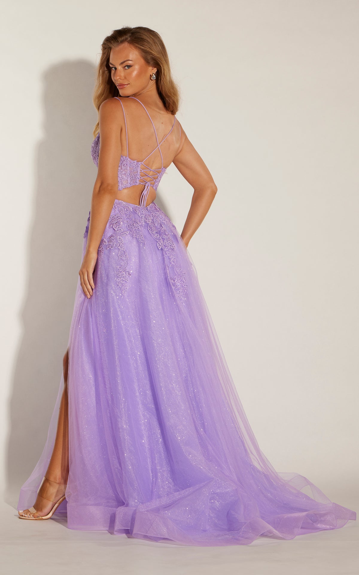 ALYCE Paris 62415 Alyce Long Plunging Neckline Illusion A Line Dress