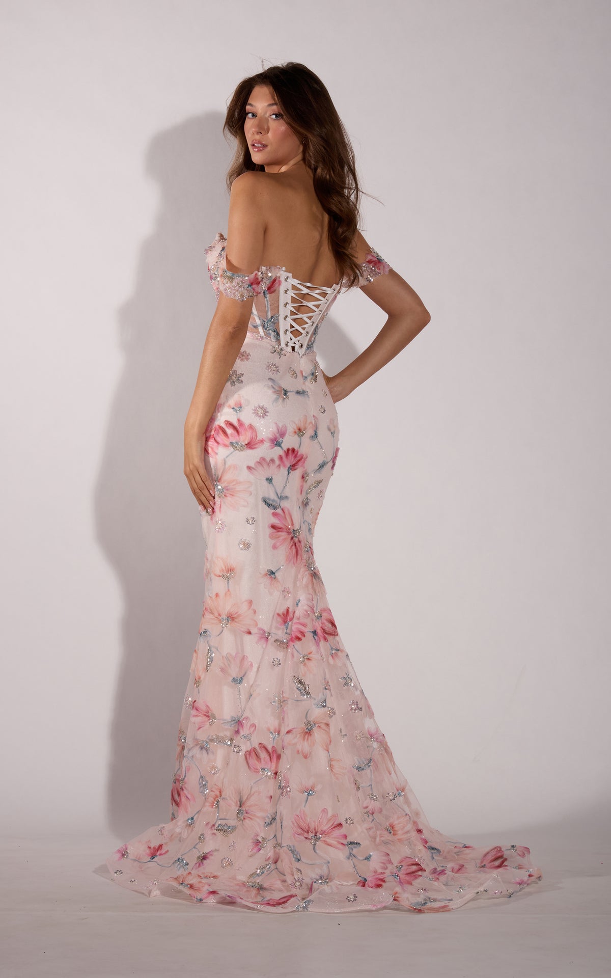 ALYCE Paris 62431 Alyce Long Off The Shoulder Neckline Corset Straight Dress